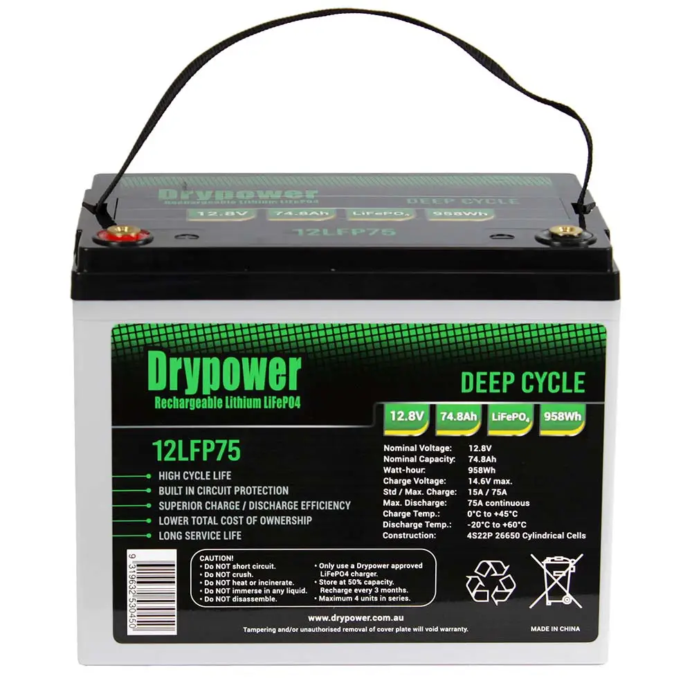 DRYPOWER 12V 75Ah Lithium Battery HB08-12LFP75