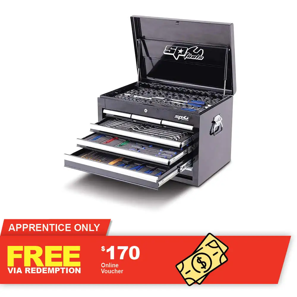 SP Tools 218 Piece Metric/SAE 7 Drawer Tool Kit - Black SP50121X