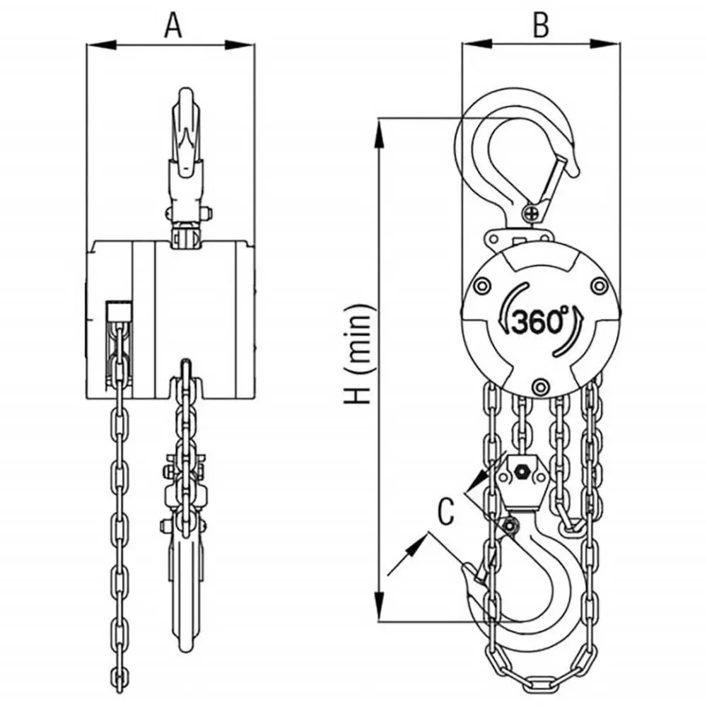 ITM 250kg 3m 360 Degree Aluminium Chain Block Lift TM9026-00203