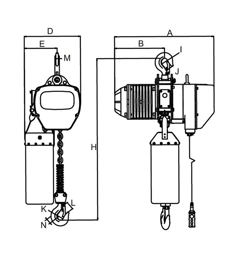 TOHO 1ton 3m 2 Speed 3-Phase Electric Chain Hoist TECH-3PH-2SP-0103