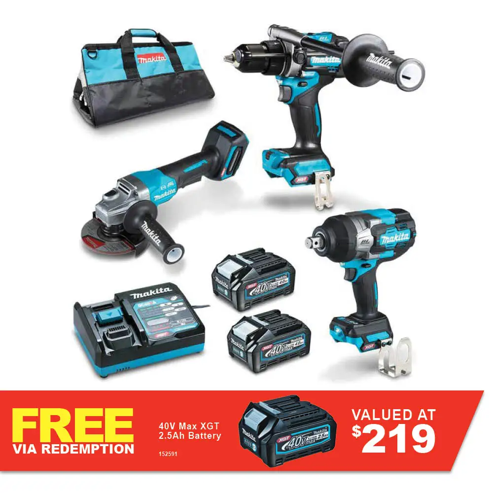 MAKITA 40V Max XGT Brushless 3 Piece 2 x 4.0Ah Combo Kit DK0131G302