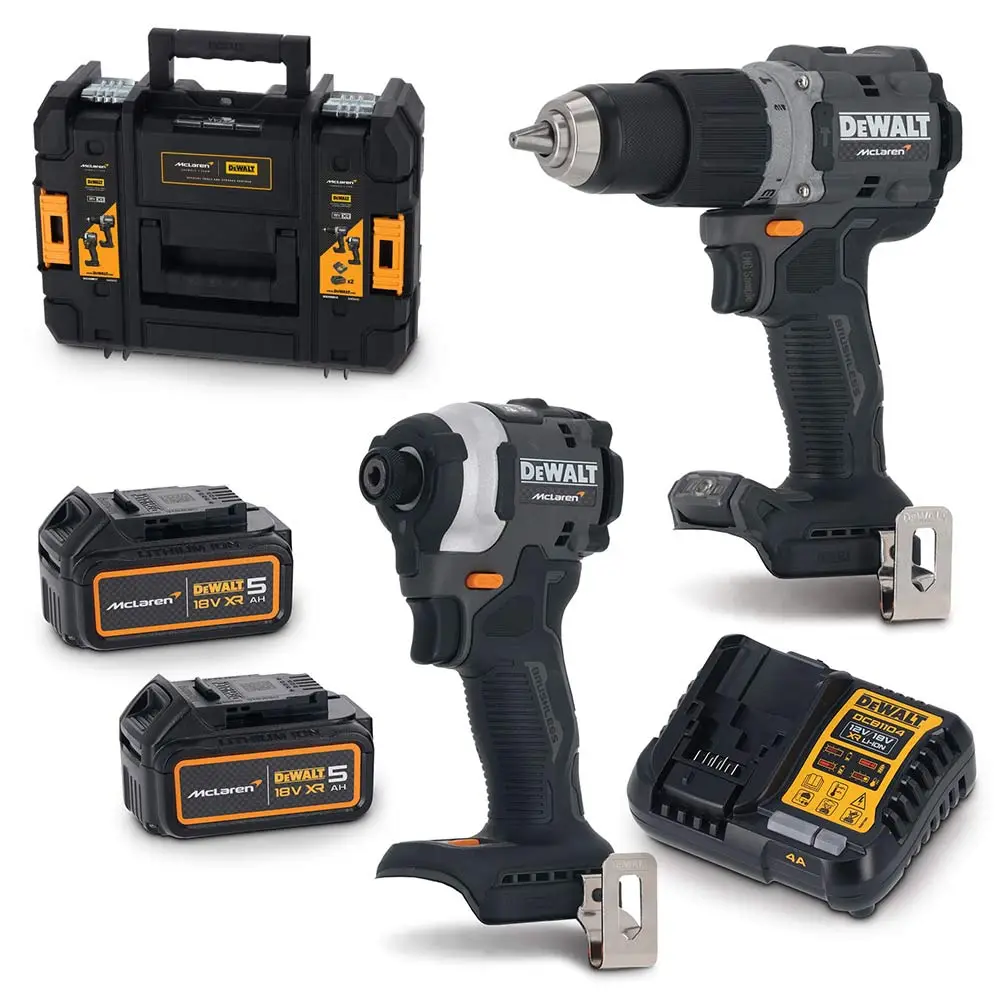 DEWALT MCLAREN 18V XR Brushless 2 Piece 2 x 5.0Ah Combo Kit DCK200MP2T-XE