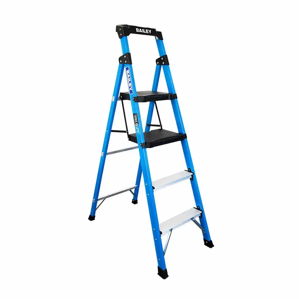 BAILEY 4 Step 135kg Fibergrlass Industrial Twin Platform Ladder FS14043