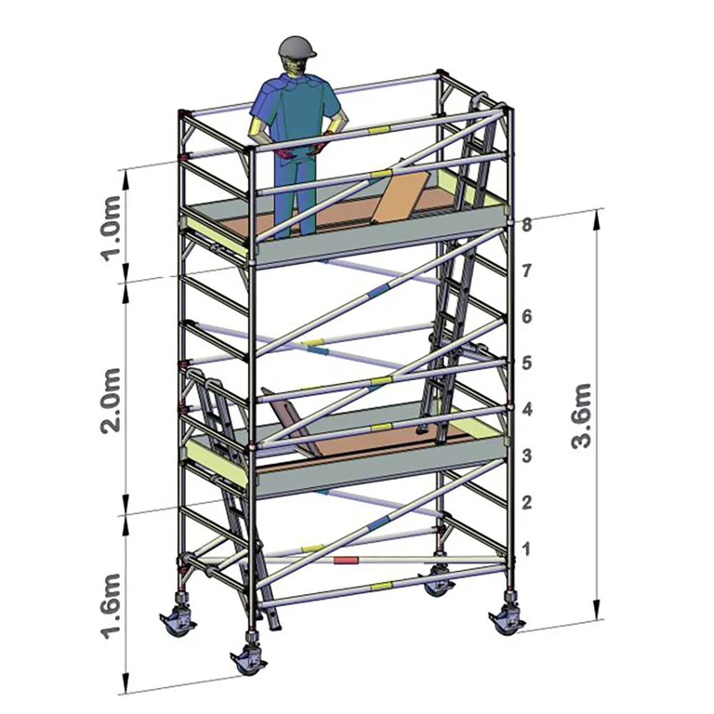 OLDFIELDS 3.6x2.4x1.2M D - 2 WD Scaffold Pro Series Mobile Tower TP12243602