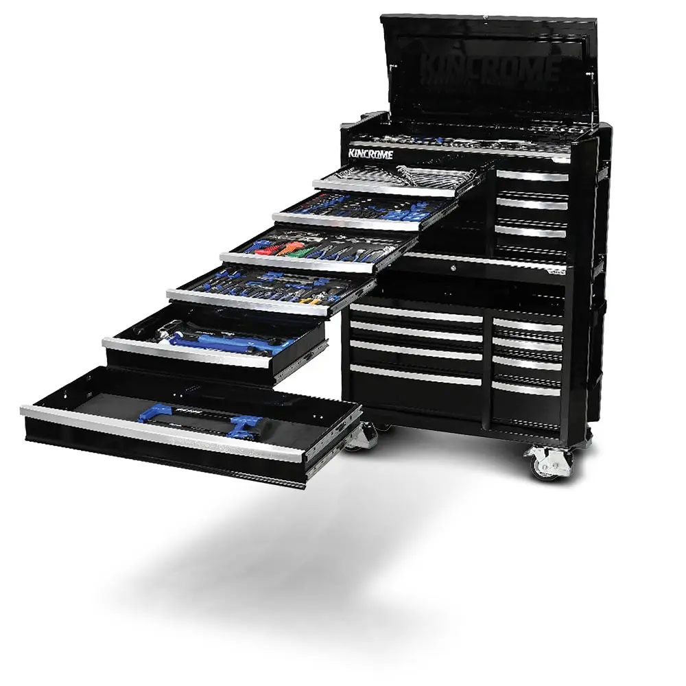 KINCROME Contour TFL Tool Trolley 470 Piece 17 Drawer Black P1823B