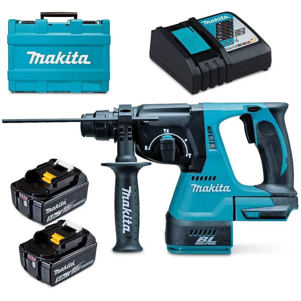 MAKITA 18V Brushless 2 x 5.0Ah Mobile SDS Plus Rotary Hammer Kit DHR243RTE