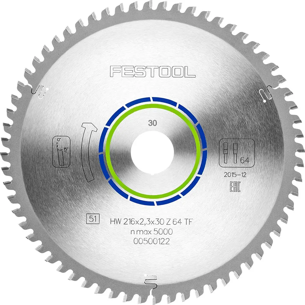 FESTOOL 216mm 64T TCT Circular Blade for Non-Ferrous Metal Cutting