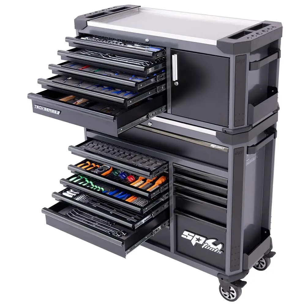 SP TOOLS 630 Piece Metric/SAE 18 Drawer Diamond Black Tool Kit SP52387DX