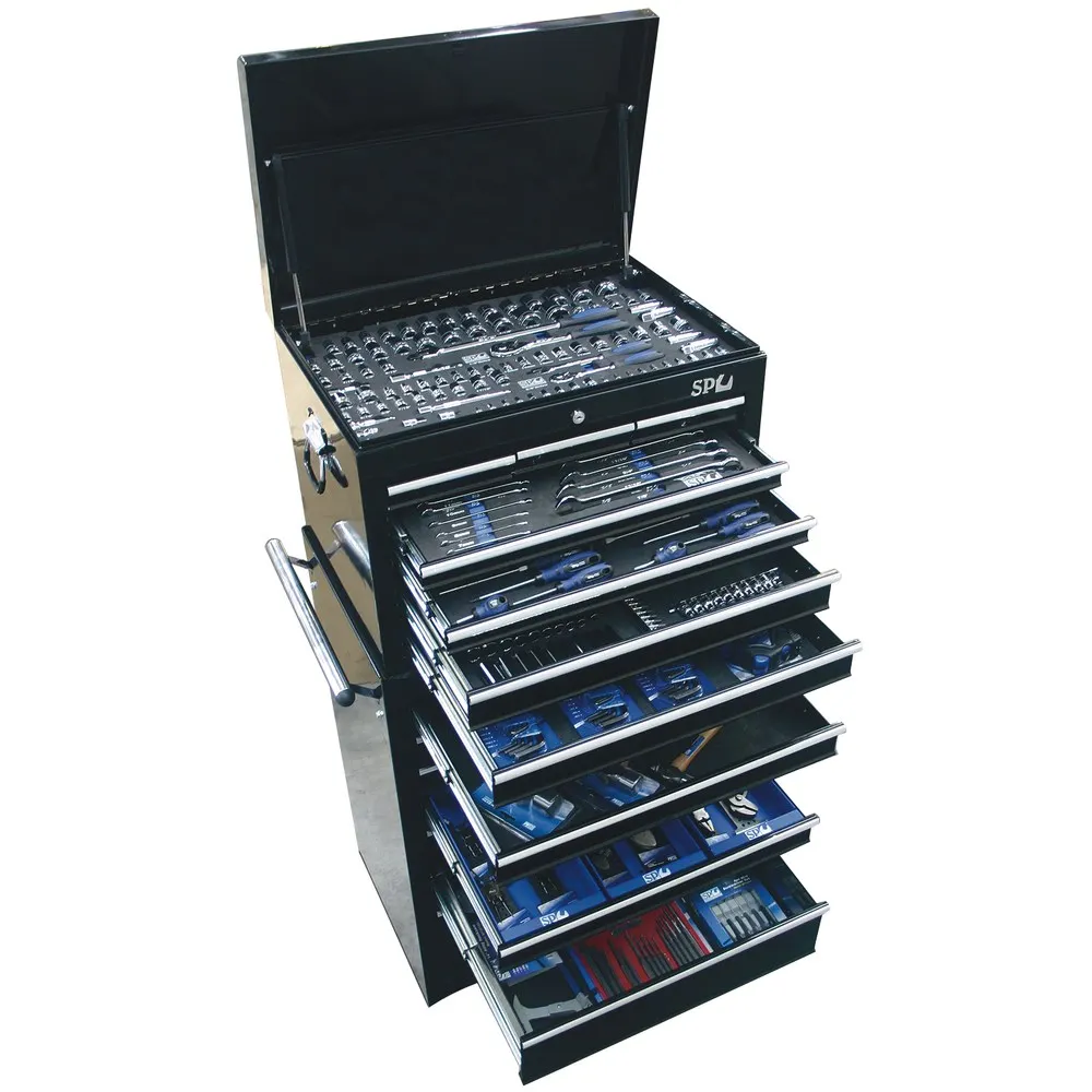 SP TOOLS 307 Piece Metric SAE Custom Series Toolkit & Roller Cabinet SP50105