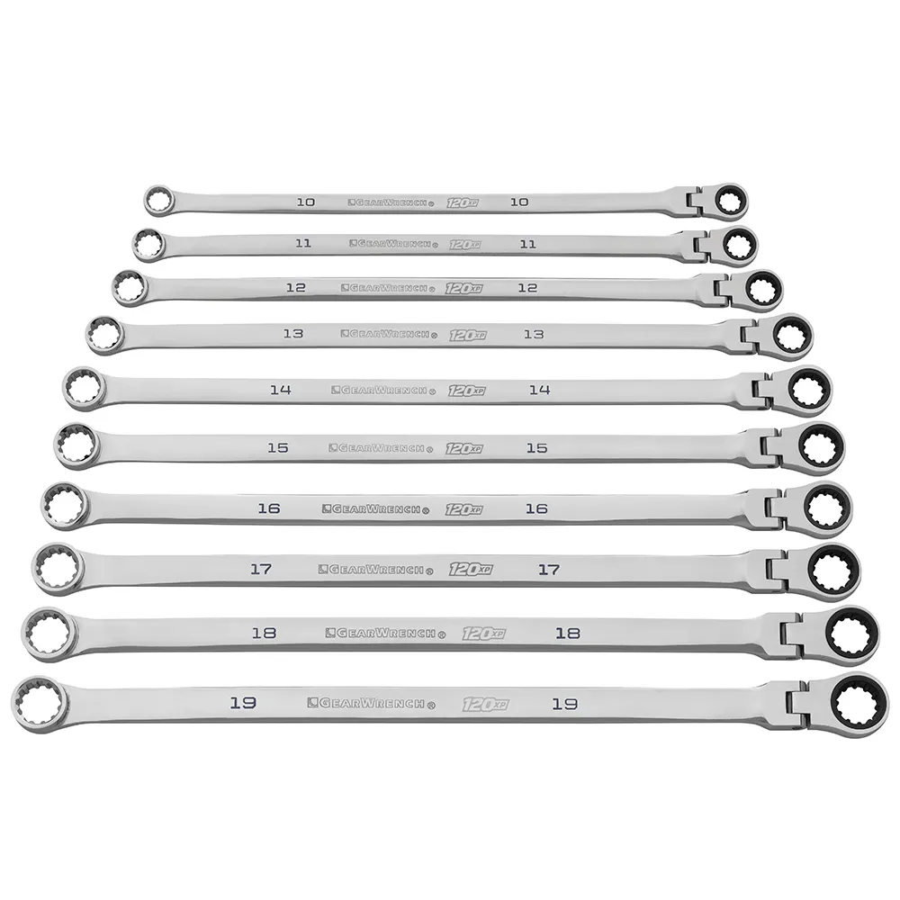 GEARWRENCH 10 pcs 120XP Universal Spline Metric XL Flex GearBox Ratcheting Wrench Set 86126