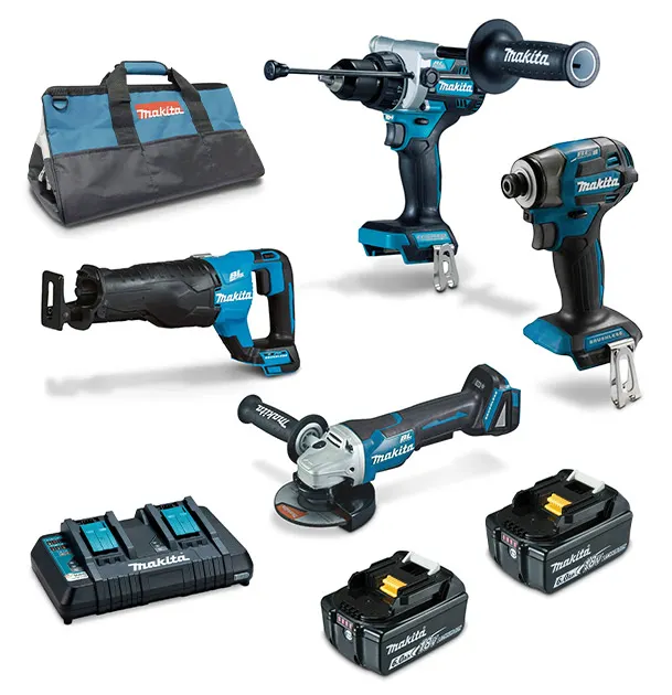 MAKITA 18V Brushless 4 Piece 2 x 6.0AH Combo Kit DLX4188GX1