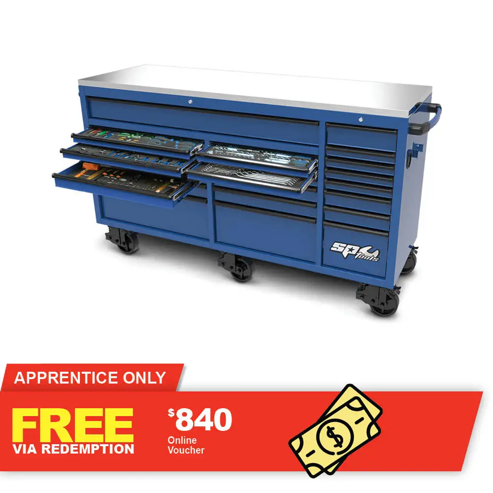SP TOOLS 73inch Sumo Series Roller Cabinet Tool Kit Blue - 456 Piece SP50825BL