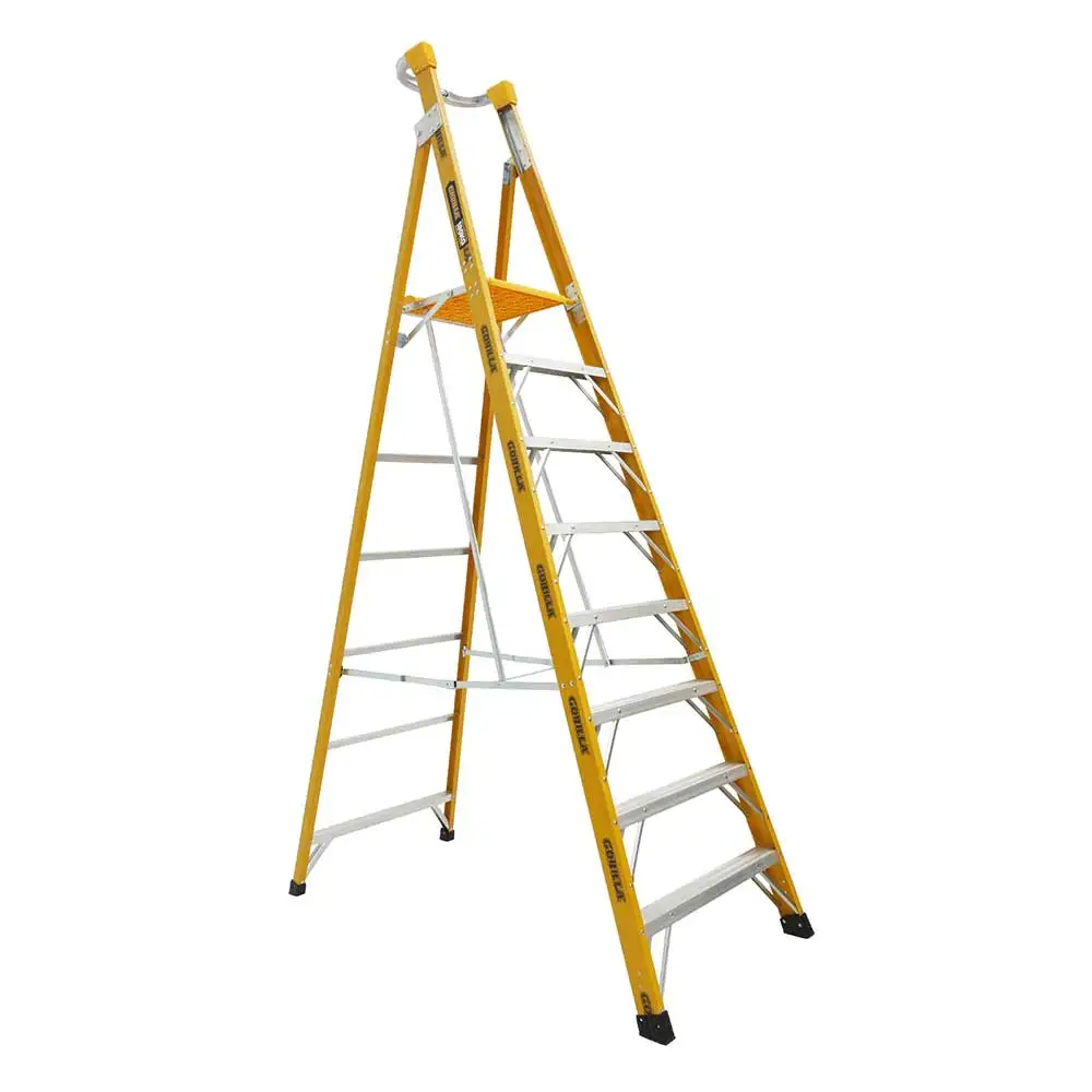 GORILLA 2.4m 180kg Heavy-Duty Fibreglass Platform Step Ladder FPL008-HD