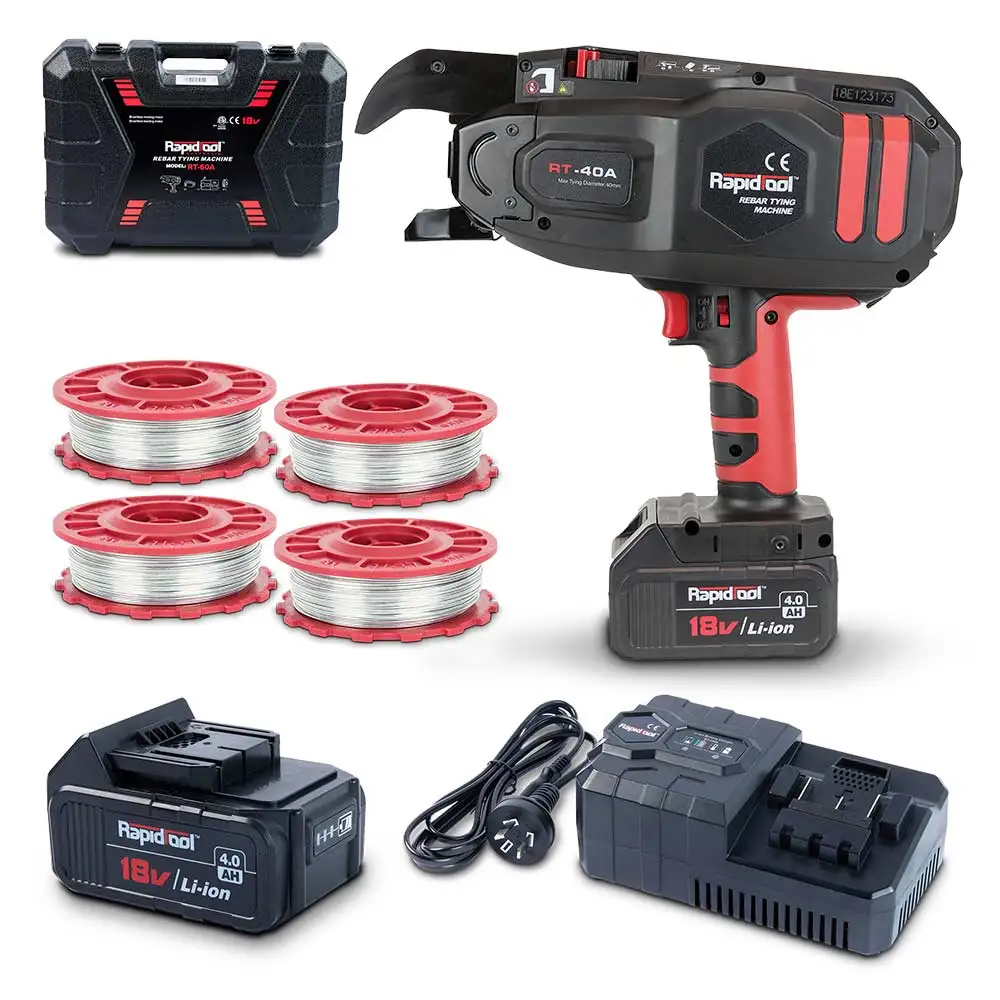 RAPIDTOOL 18V Brushless 2 X 4.0Ah 40mm Rebar Tying Tool Kit RT-40A