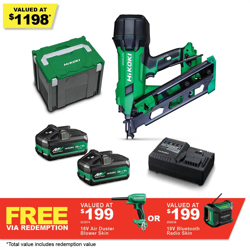 HIKOKI 18V Brushless 2 X 2.5/5ah 90mm Framer Nailer Kit NR1890DCA(HMZ)