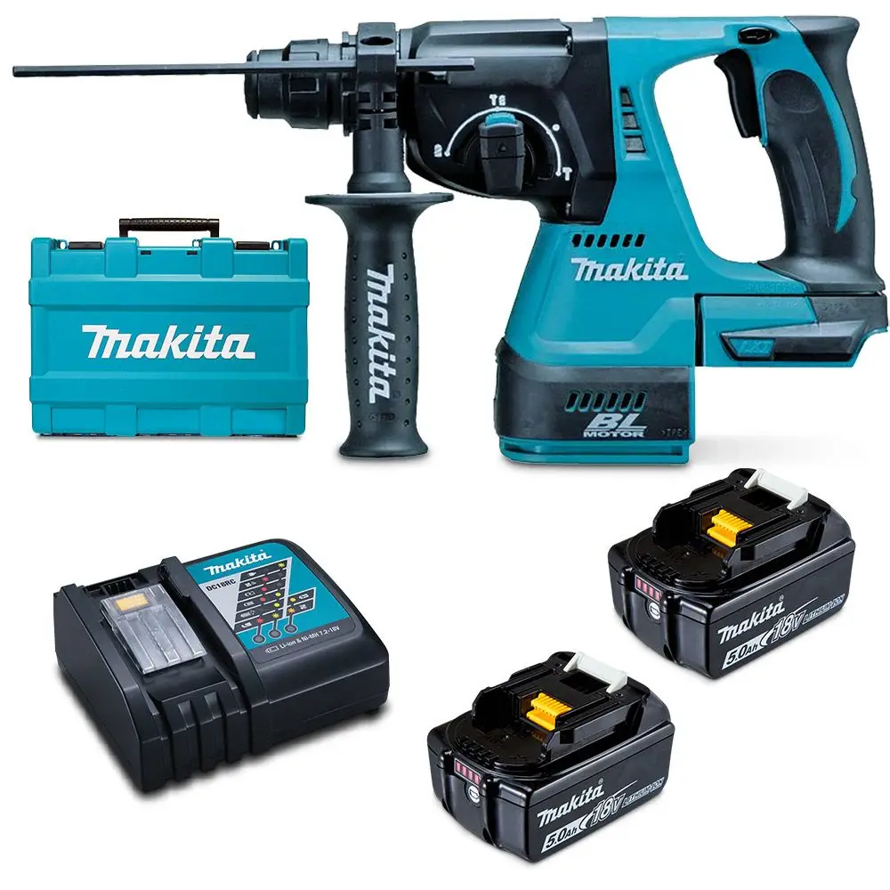 MAKITA 18V Brushless 2 x 5.0Ah Rotary Hammer Drill Kit DHR242RTE
