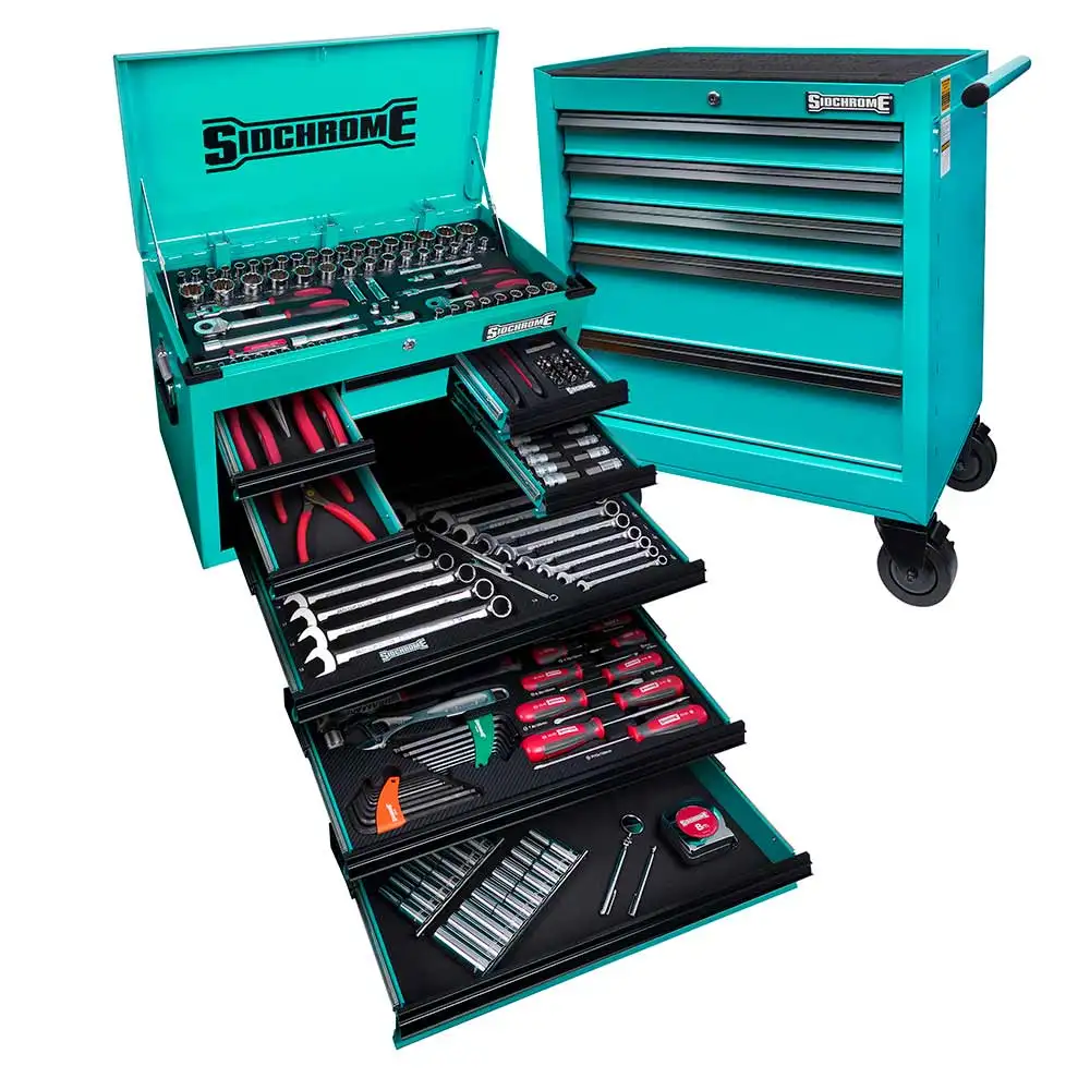 SIDCHROME 13 Drawer Teal Metallic Hyper Colour Series Met/AF Tool Kit - 204 Piece SCMT10160HT