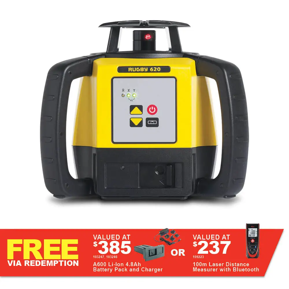 LEICA Rotating Laser Level Red Beam Manual-Single-Grade RUGBY 620 LG6005985