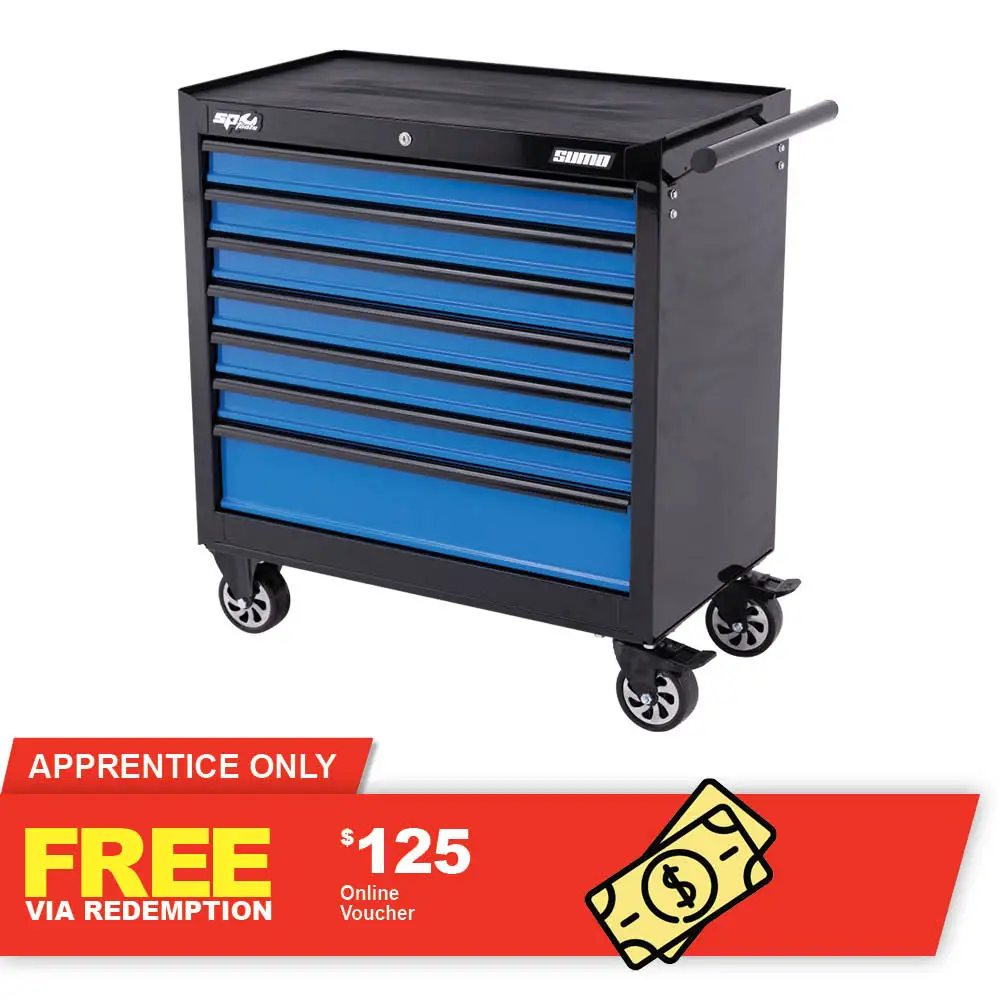 SP TOOLS 7 Drawer Custom Sumo Series Roller Cabinet Black/Blue SP40126