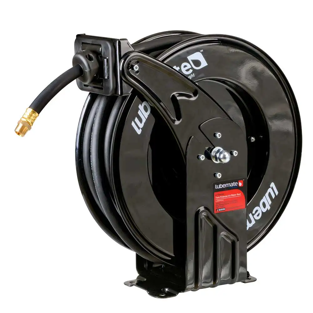 LUBEMATE 12.5mm x 15m Twin Pedestal Air/Water Hose Reel L-AWTP1215