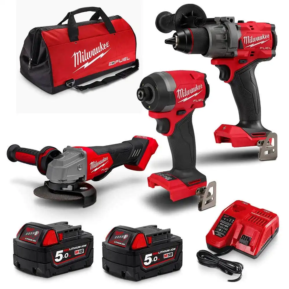 MILWAUKEE 18V FUEL 3 Piece 2 x 5.0Ah Combo Kit Power Pack M18FPP3A3502B