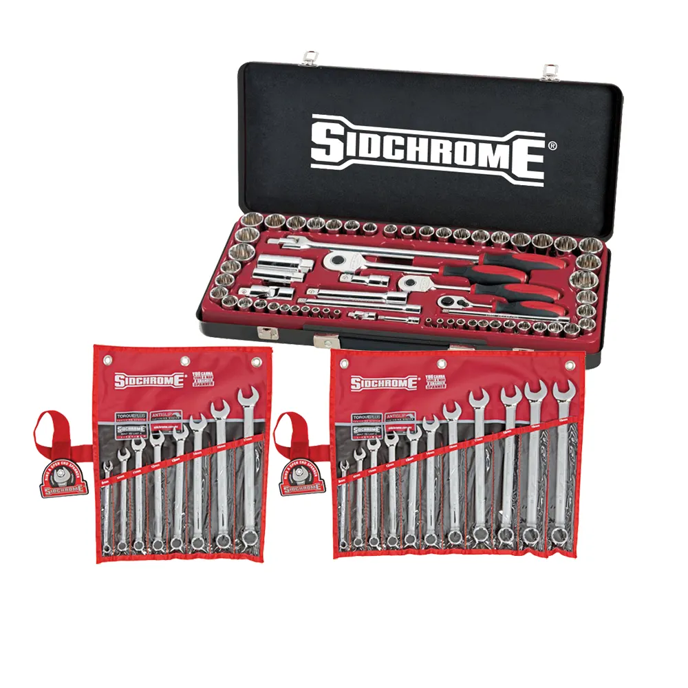SIDCHROME 64 Piece AF/Metric Socket Set & 19 Piece Spanner Set SCMT19120SPNRBK