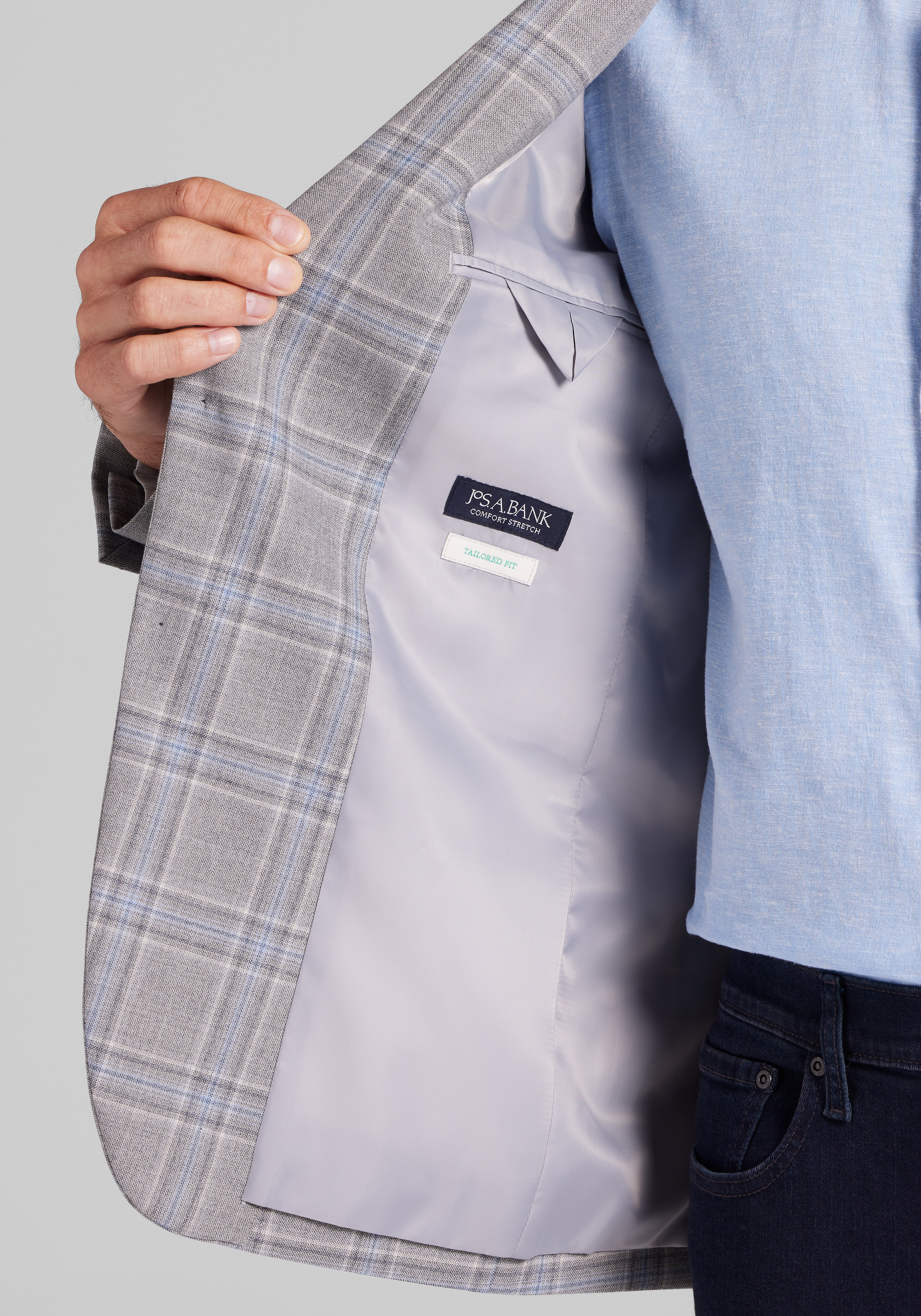 Jos. A. Bank Tailored Fit Comfort Stretch Plaid Sportcoat