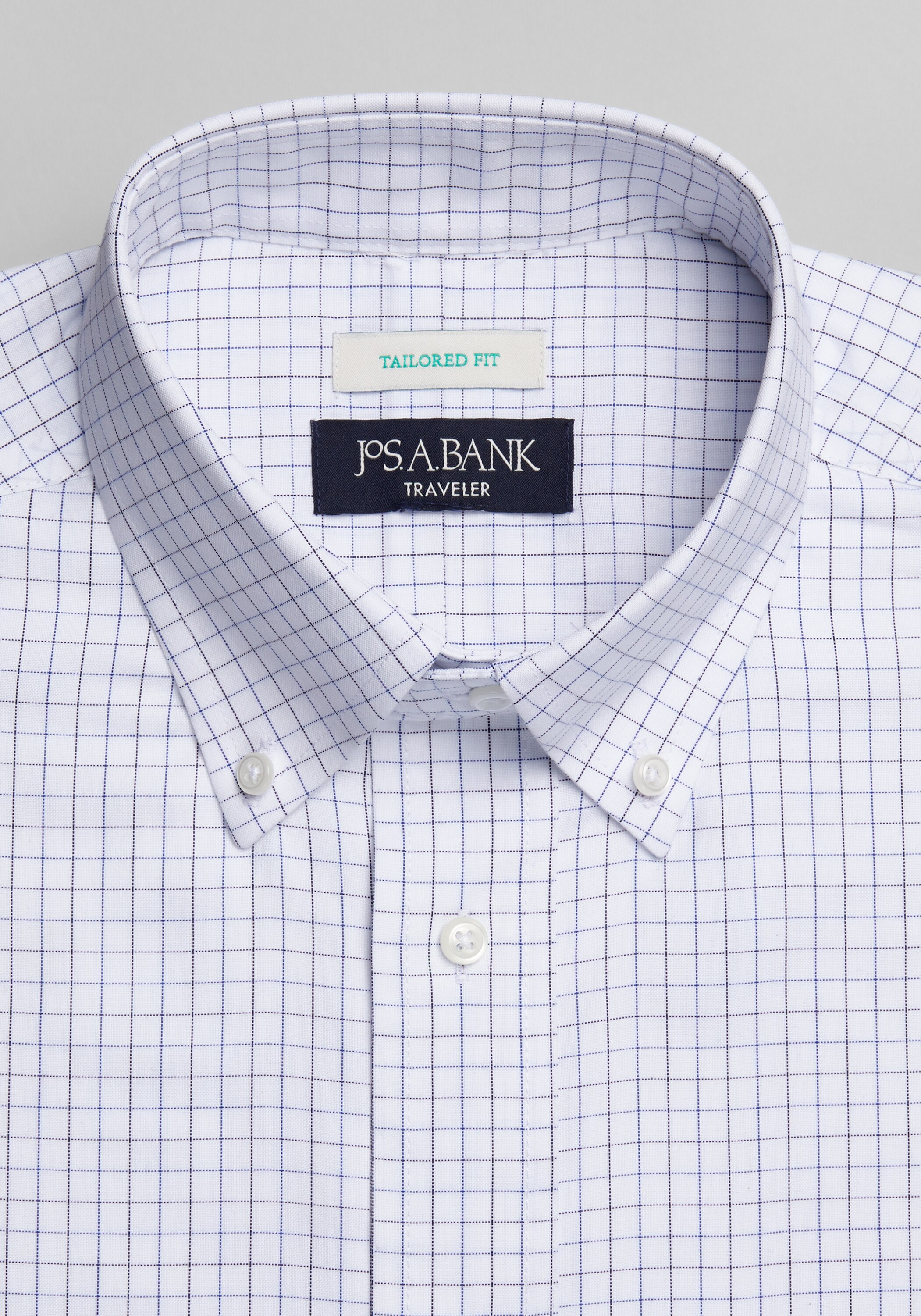 Traveler Collection Tailored Fit Button-Down Collar Grid Dress Shirt