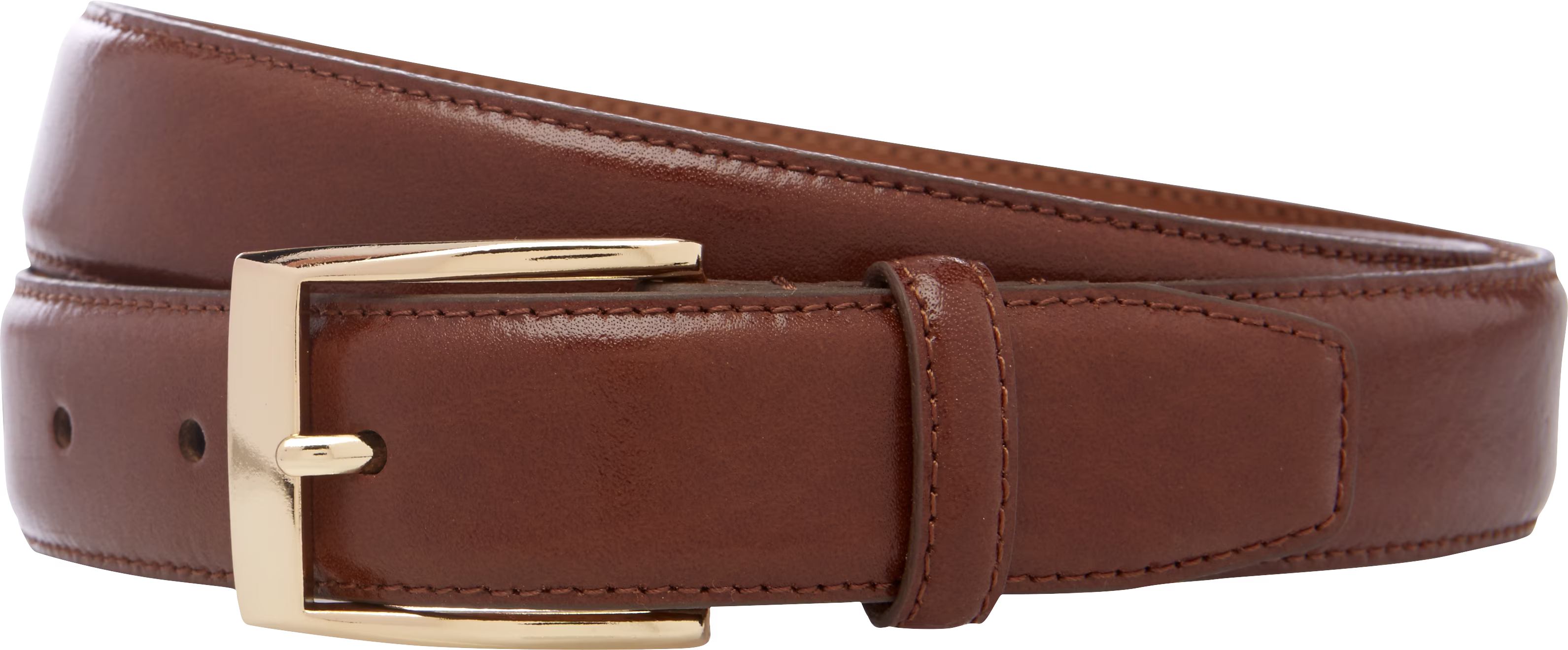 Jos.A.Bank Leather Belt with Gold- Tone Buckle - Long