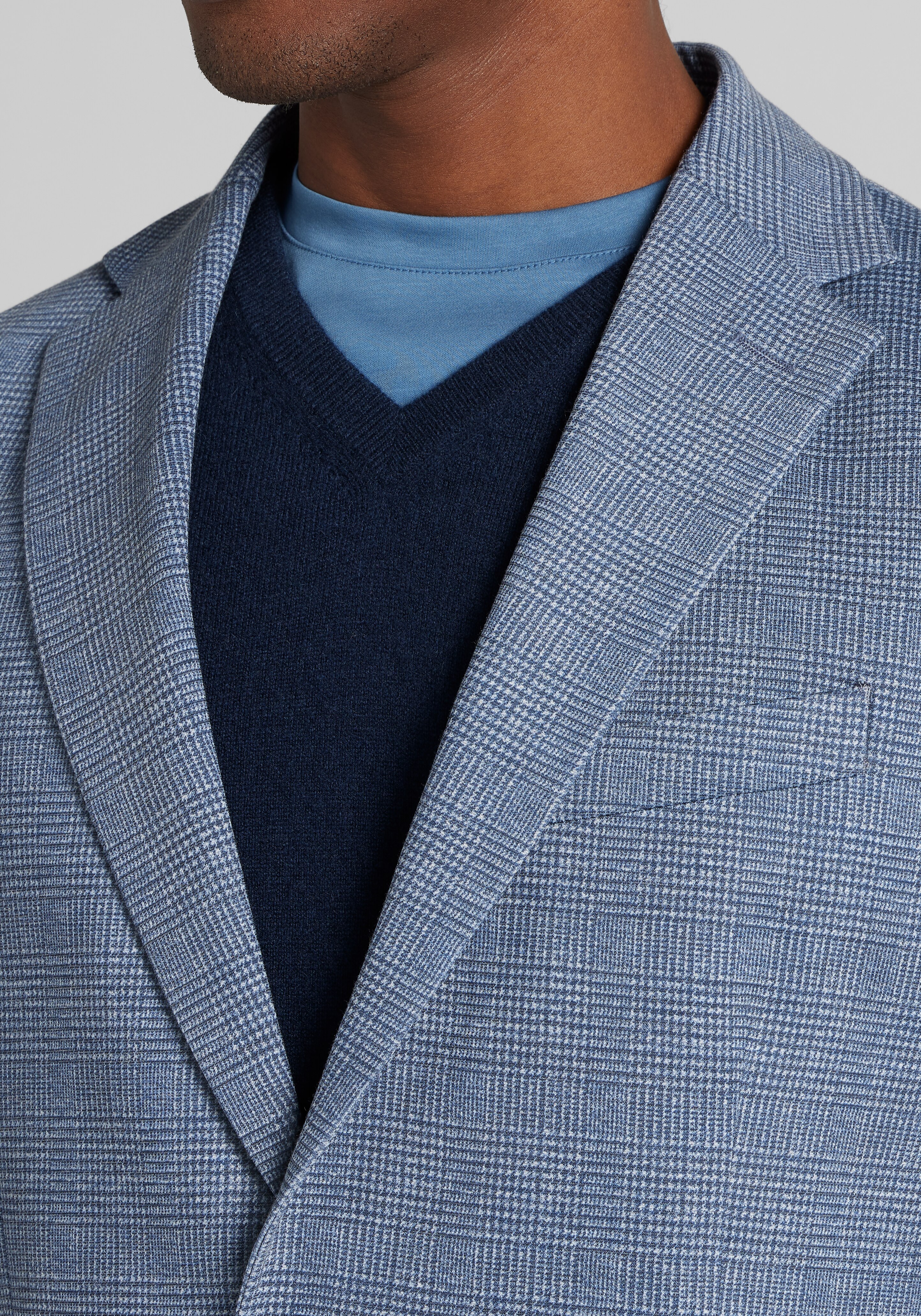 Traveler Tailored Fit Plaid Knit Sportcoat