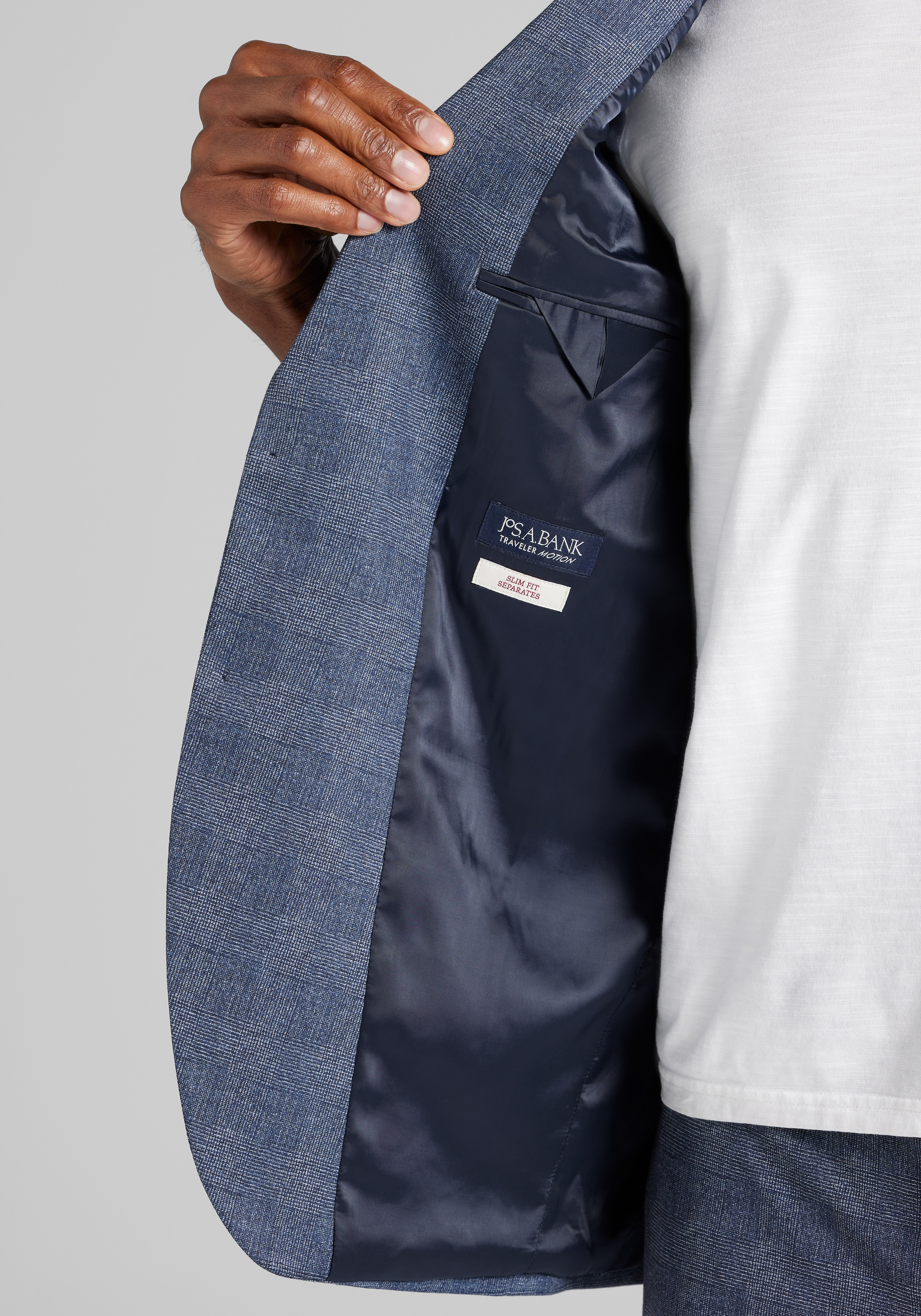 Traveler Collection Slim Fit Suit Separates Plaid Knit Jacket