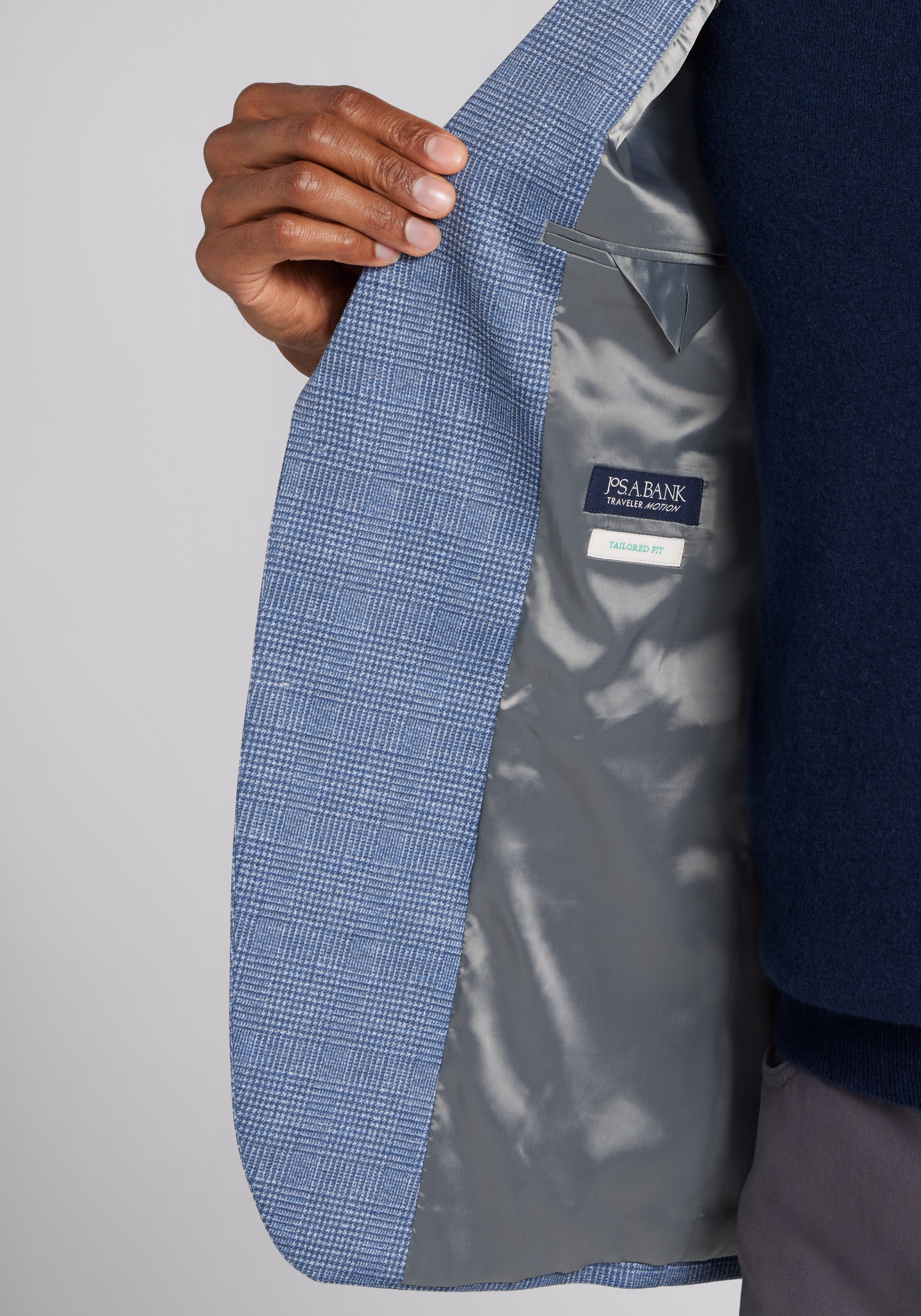 Traveler Tailored Fit Plaid Knit Sportcoat