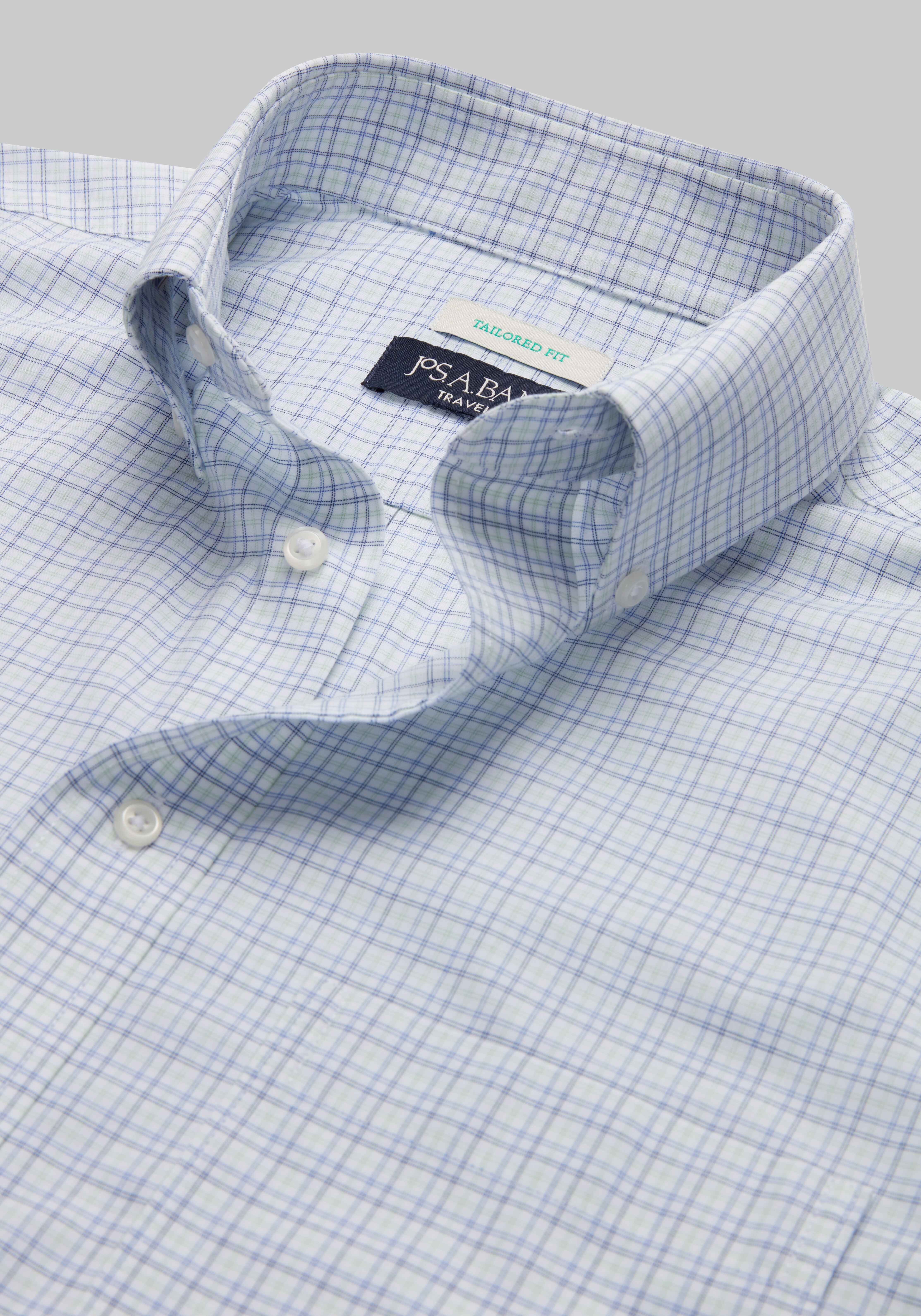 Traveler Collection Tailored Fit Button-Down Collar Plaid Dress Shirt
