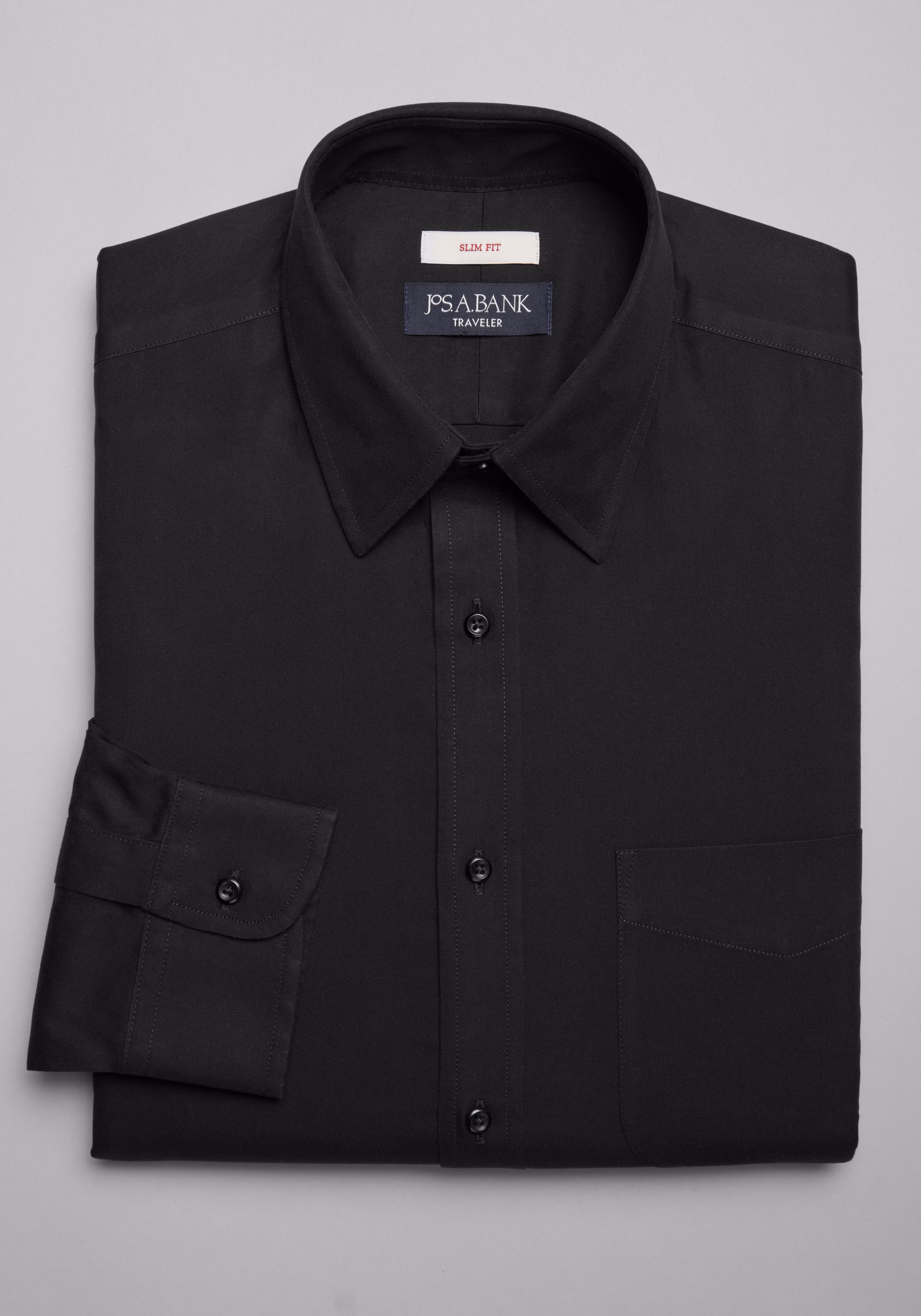 Traveler Collection Slim Fit Point Collar Solid Dress Shirt?