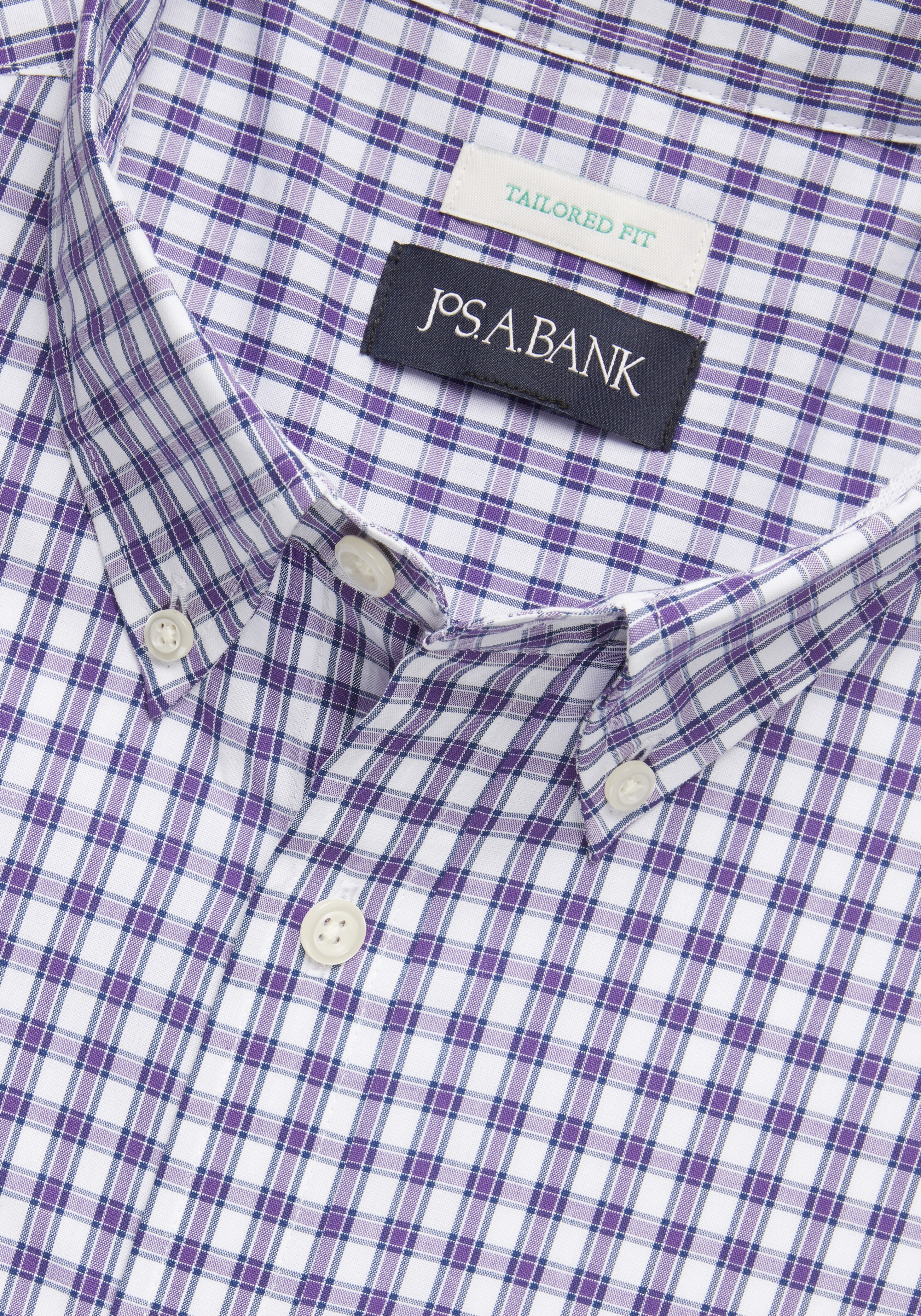 Jos. A. Bank Comfort Stretch Tailored Fit Plaid Short Sleeve Sportshirt
