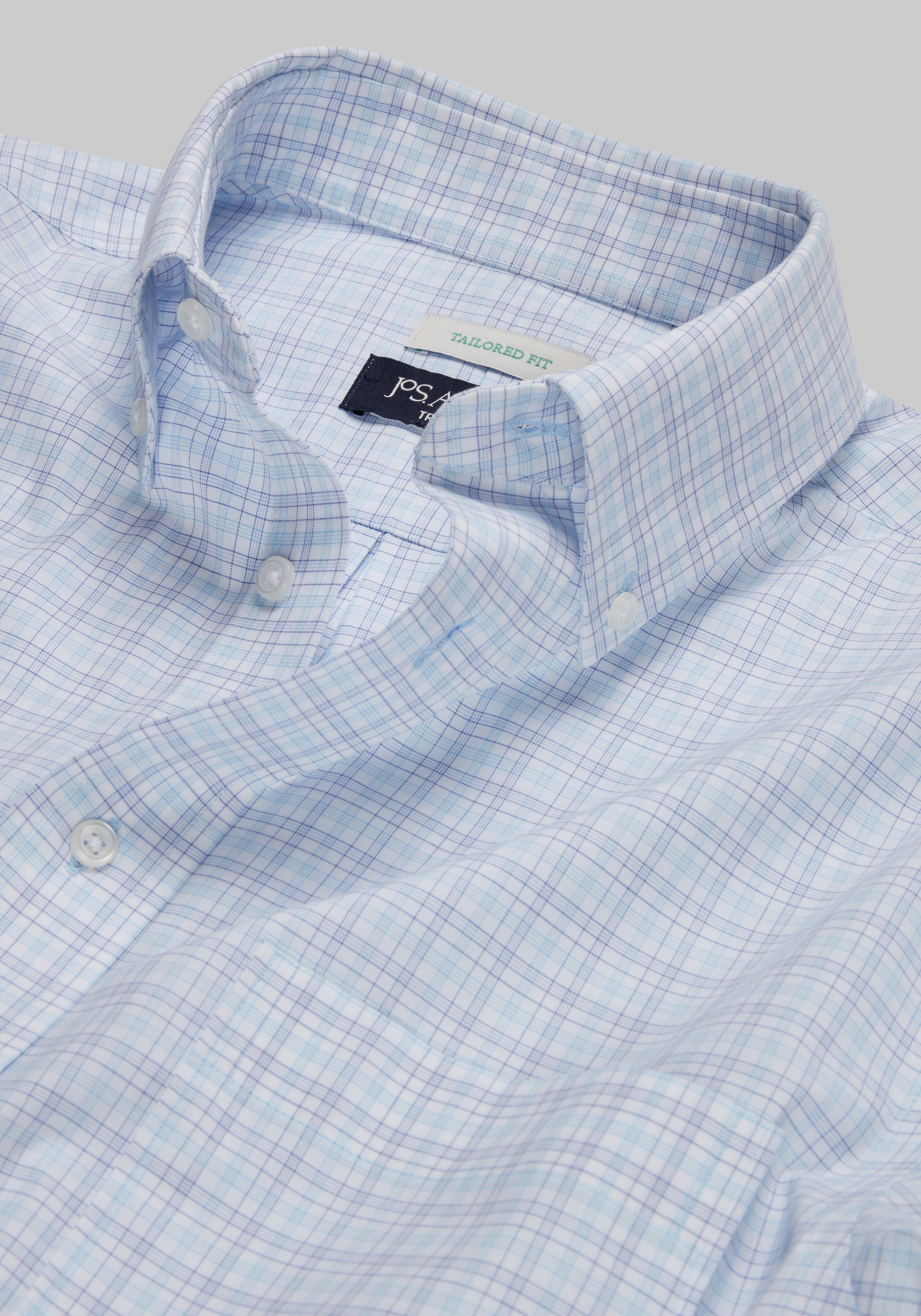 Traveler Collection Tailored Fit Button-Down Collar Plaid Dress Shirt