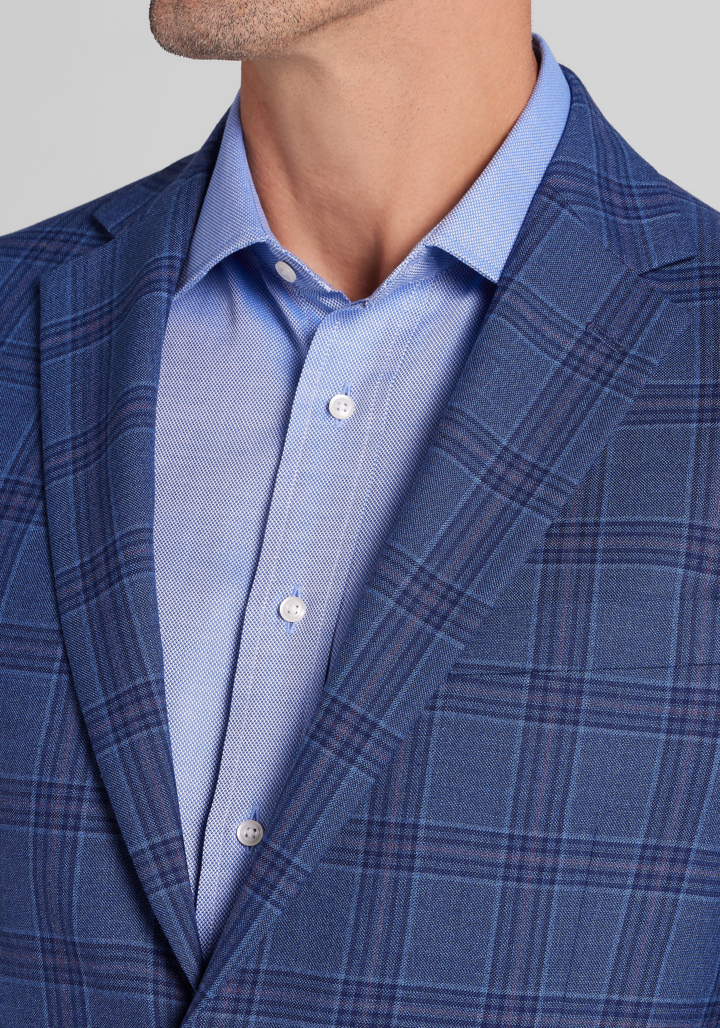 Jos A. Bank Comfort Stretch Tailored Fit Plaid Sportcoat