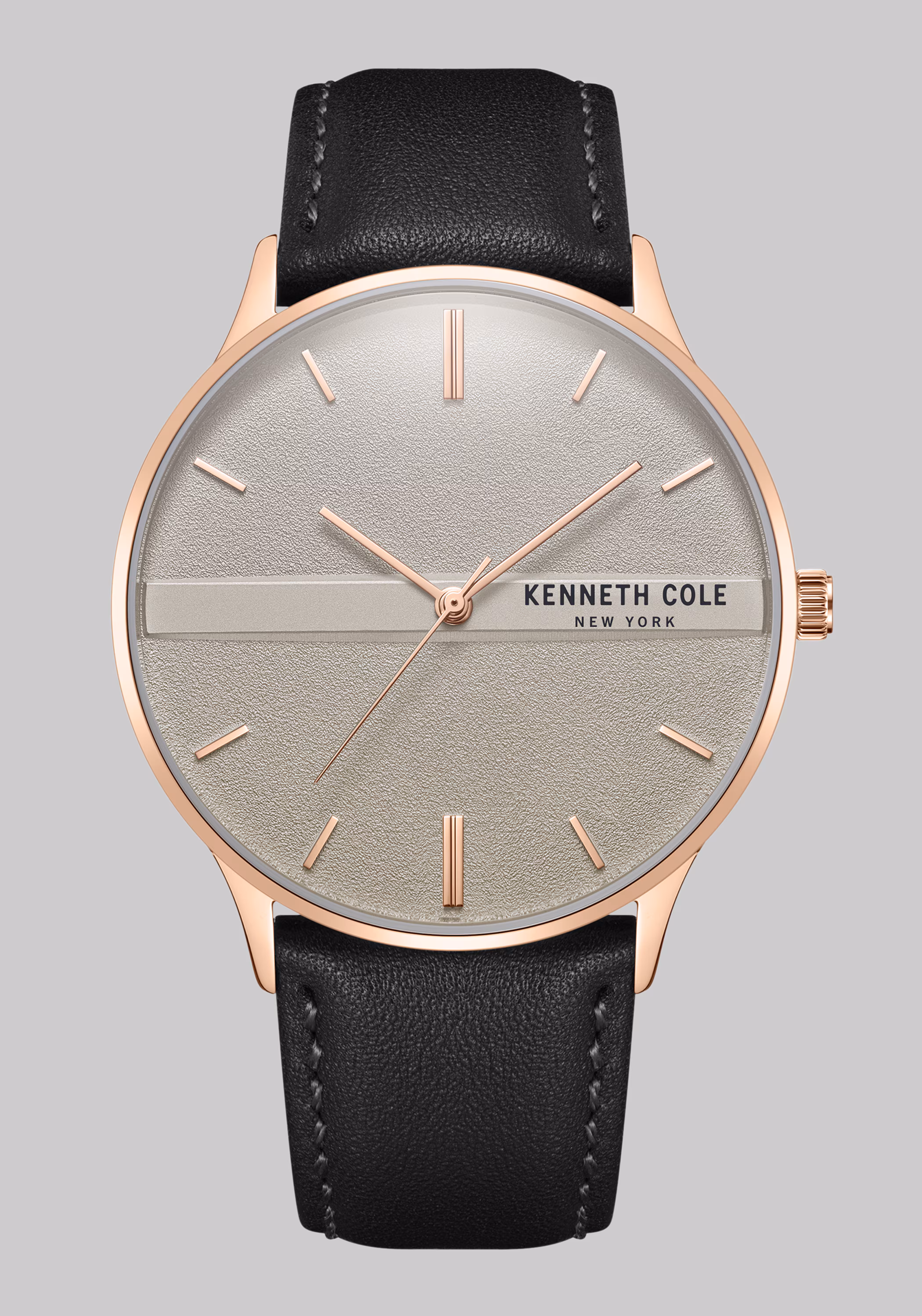 Kenneth Cole New York Rose Gold Tone With Leather Strap Watch