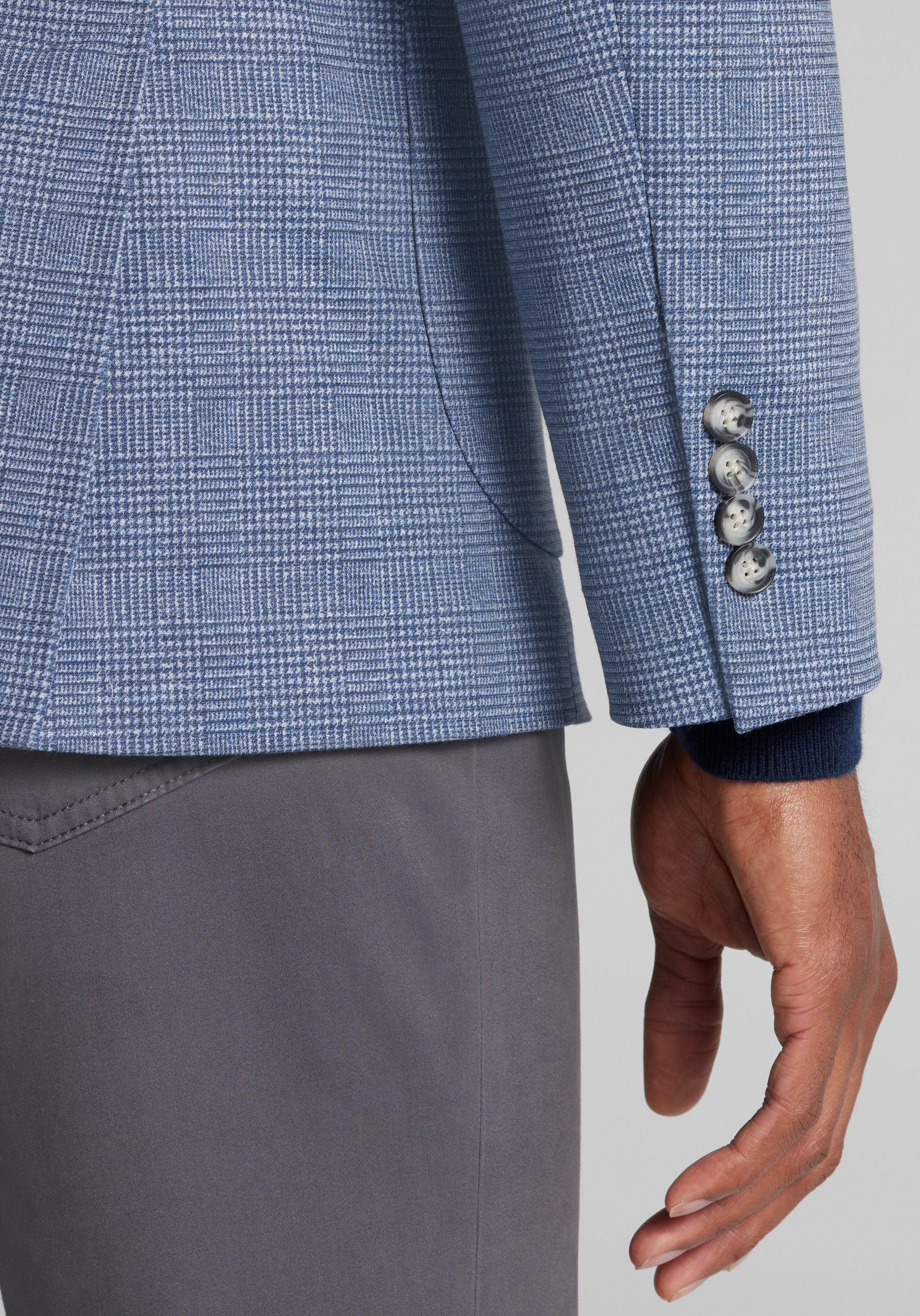 Traveler Tailored Fit Plaid Knit Sportcoat