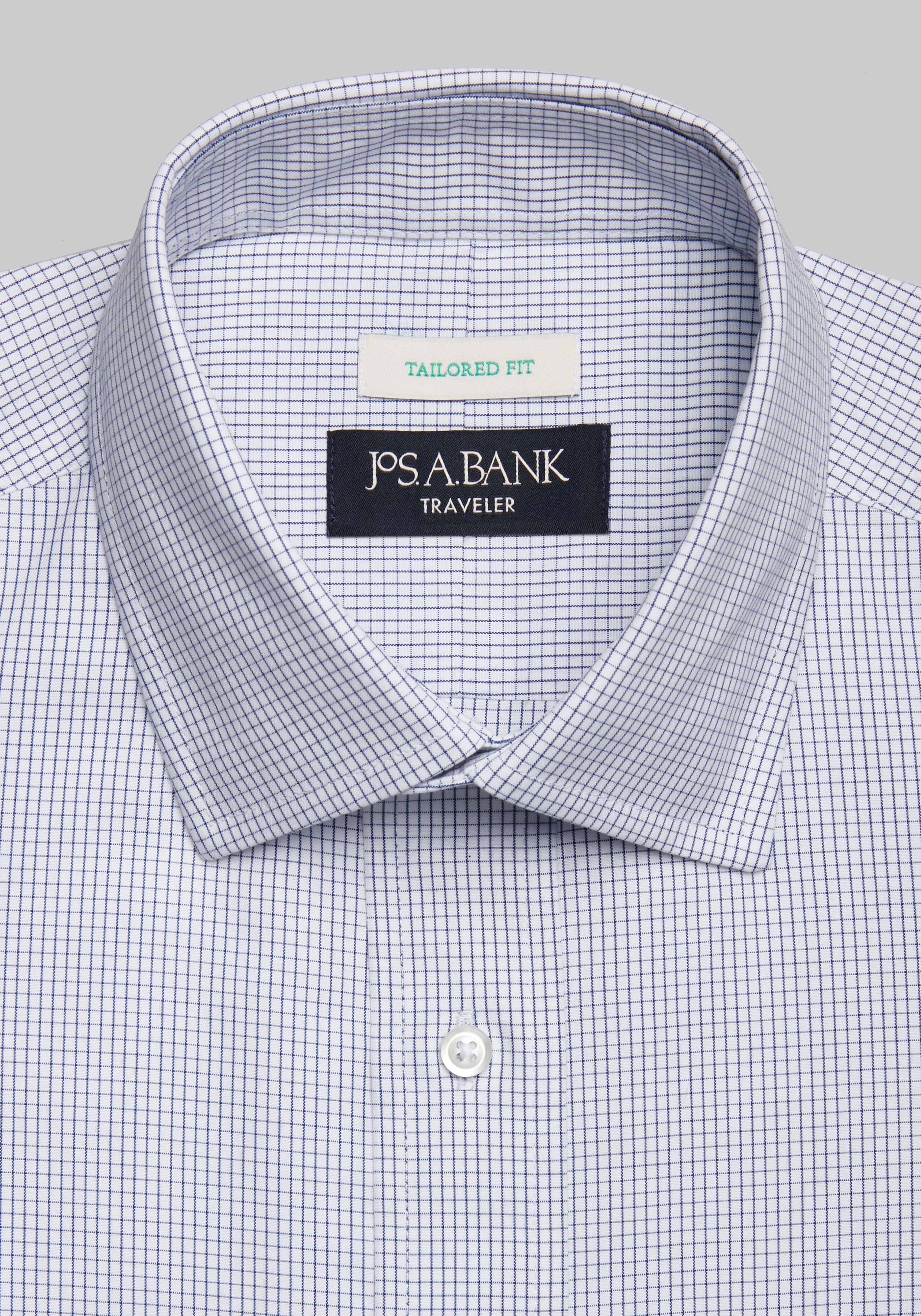 Traveler Collection Tailored Fit Spread Collar Mini Check Dress Shirt