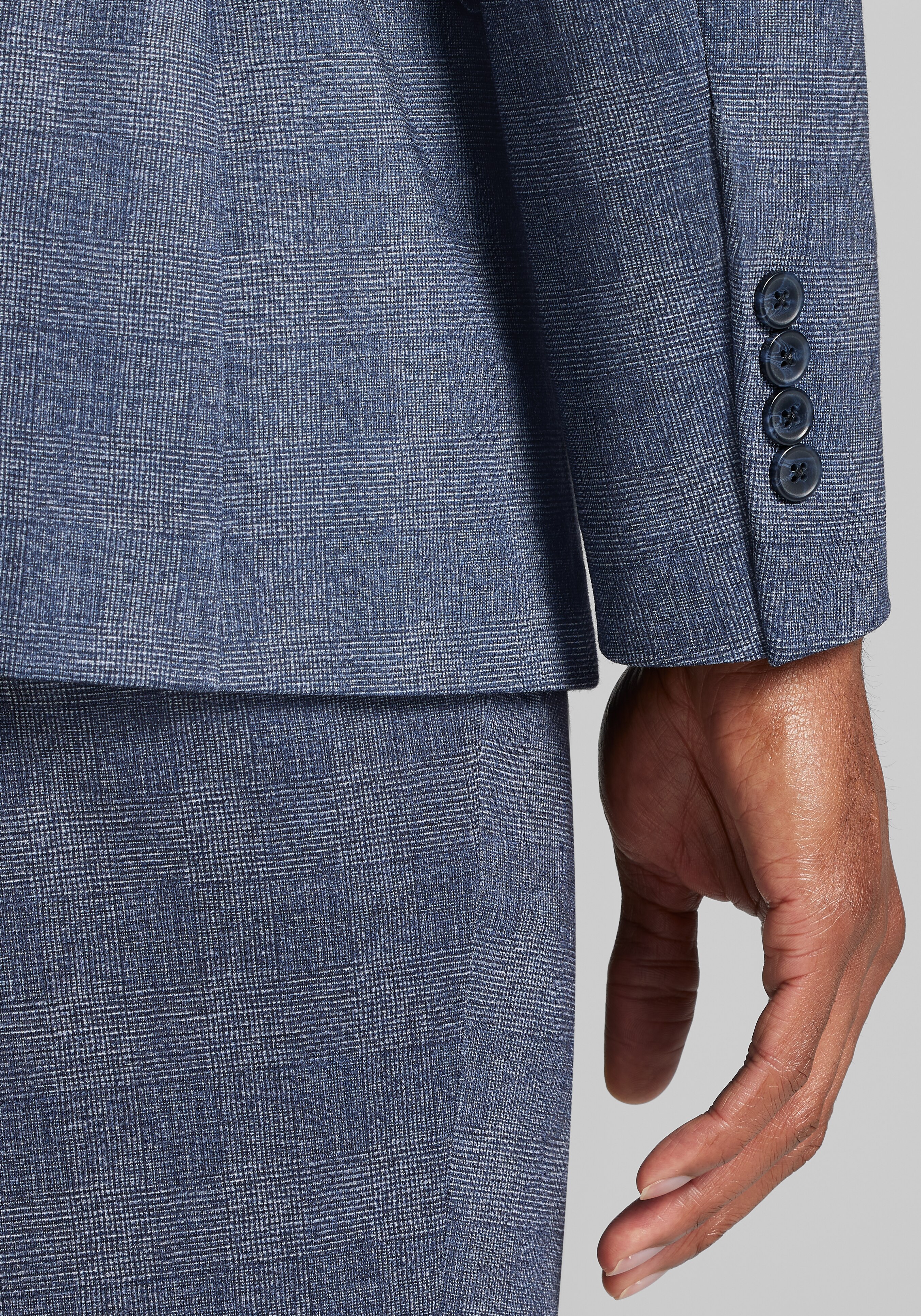 Traveler Collection Slim Fit Suit Separates Plaid Knit Jacket