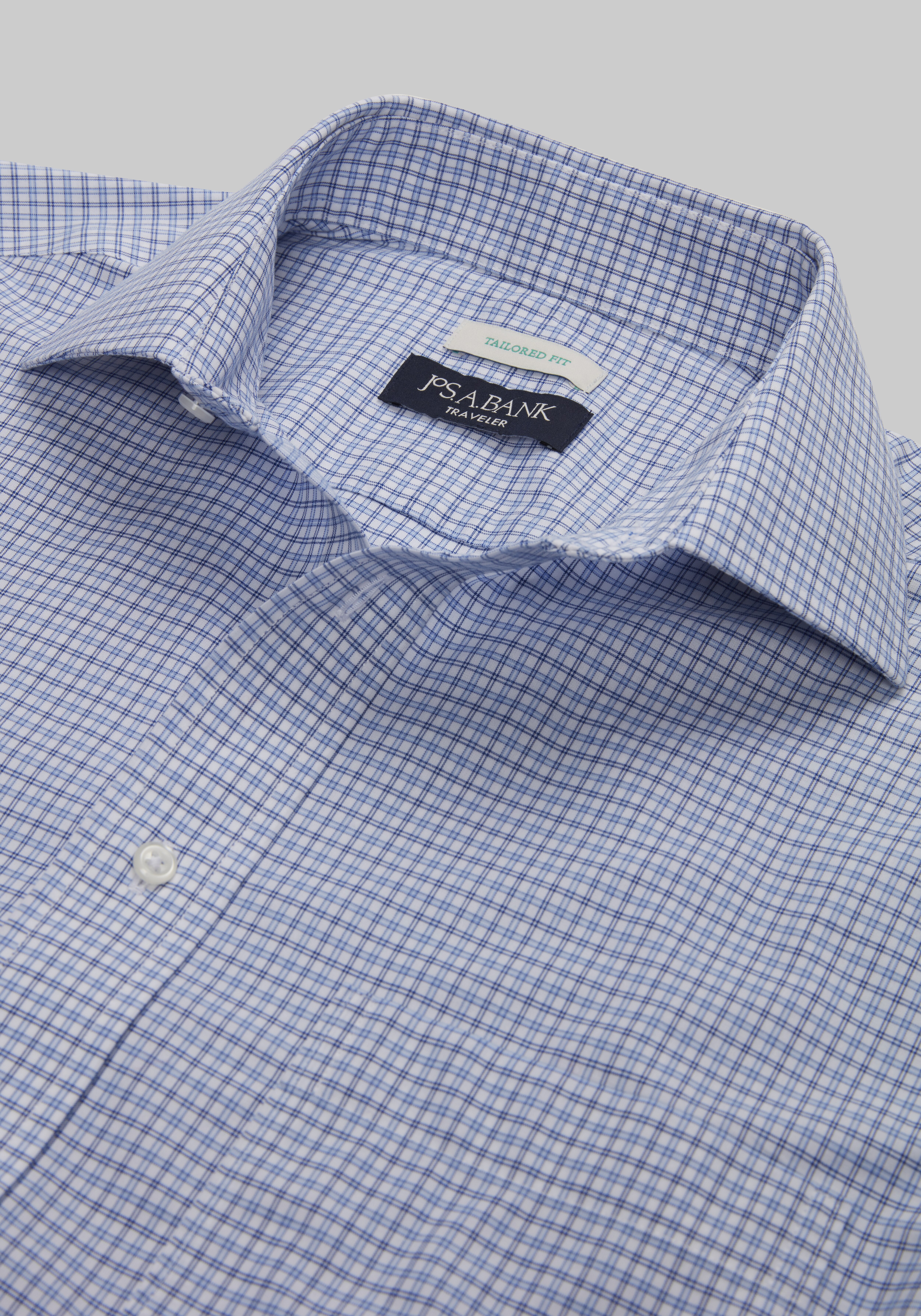 Traveler Collection Tailored Fit Spread Collar Plaid Dress Shirt