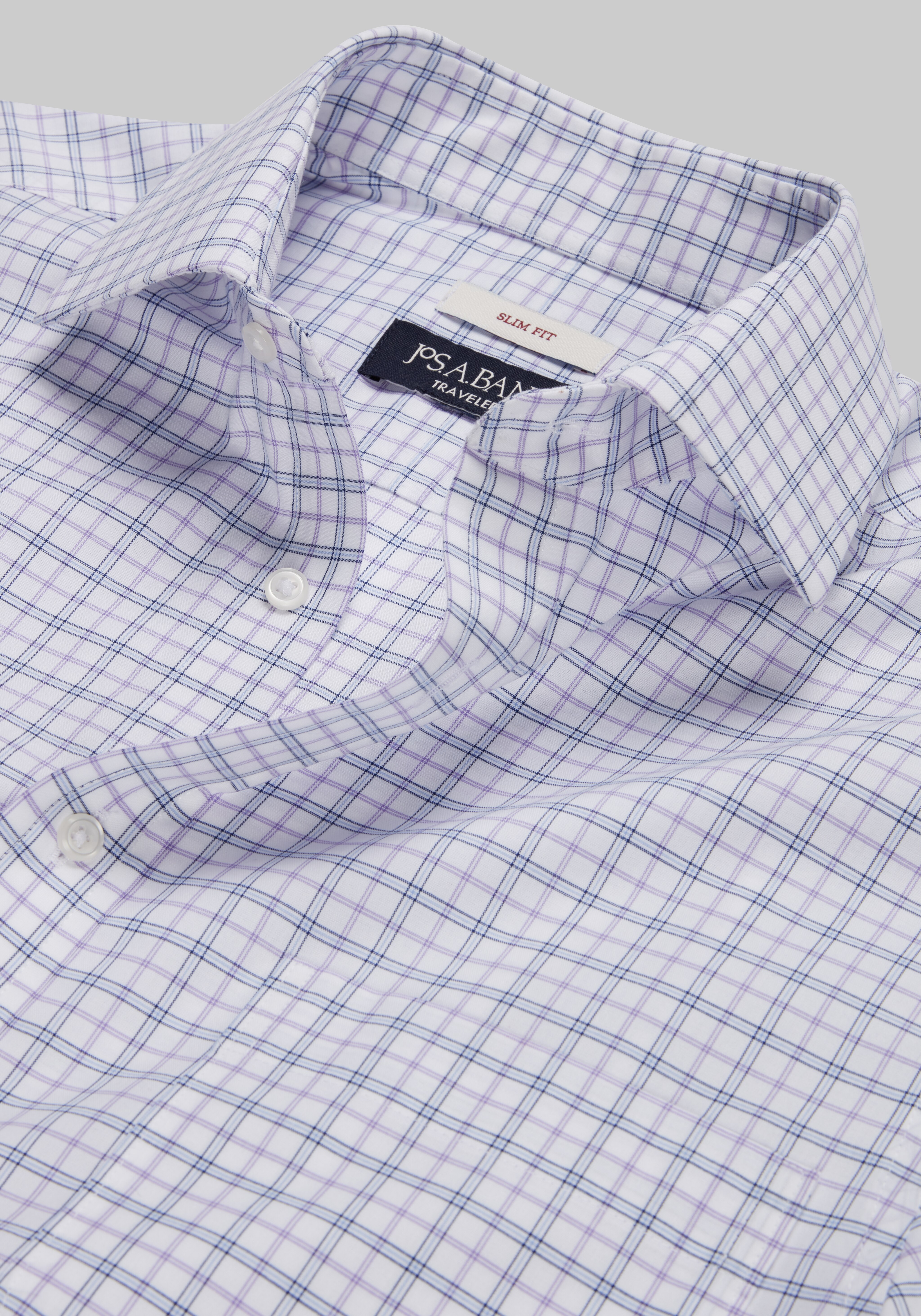 Traveler Collection Slim Fit Spread Collar Plaid Dress Shirt