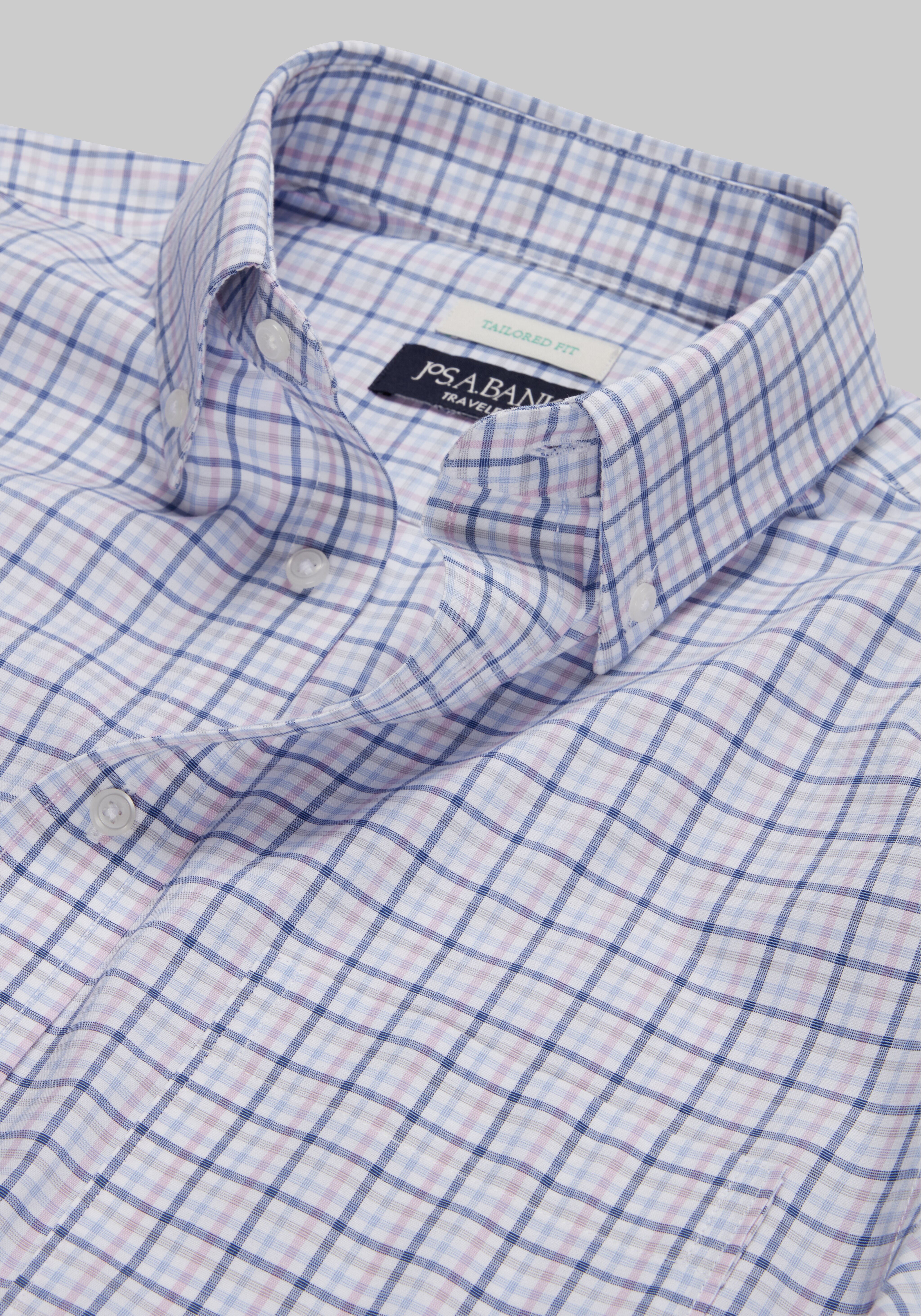 Traveler Collection Tailored Fit Button-Down Collar Plaid Dress Shirt