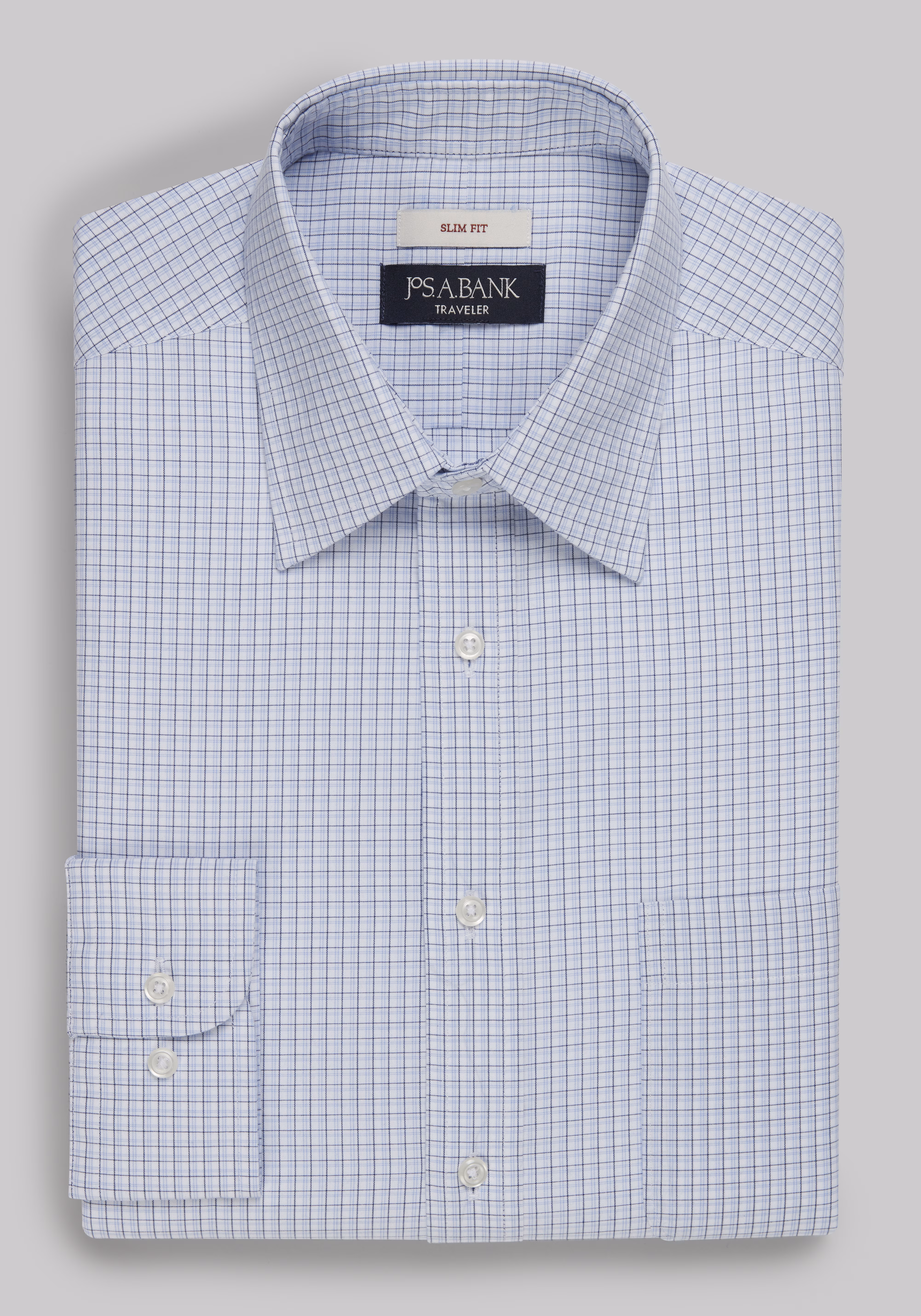 Traveler Collection Slim Fit Point Collar Check Dress Shirt