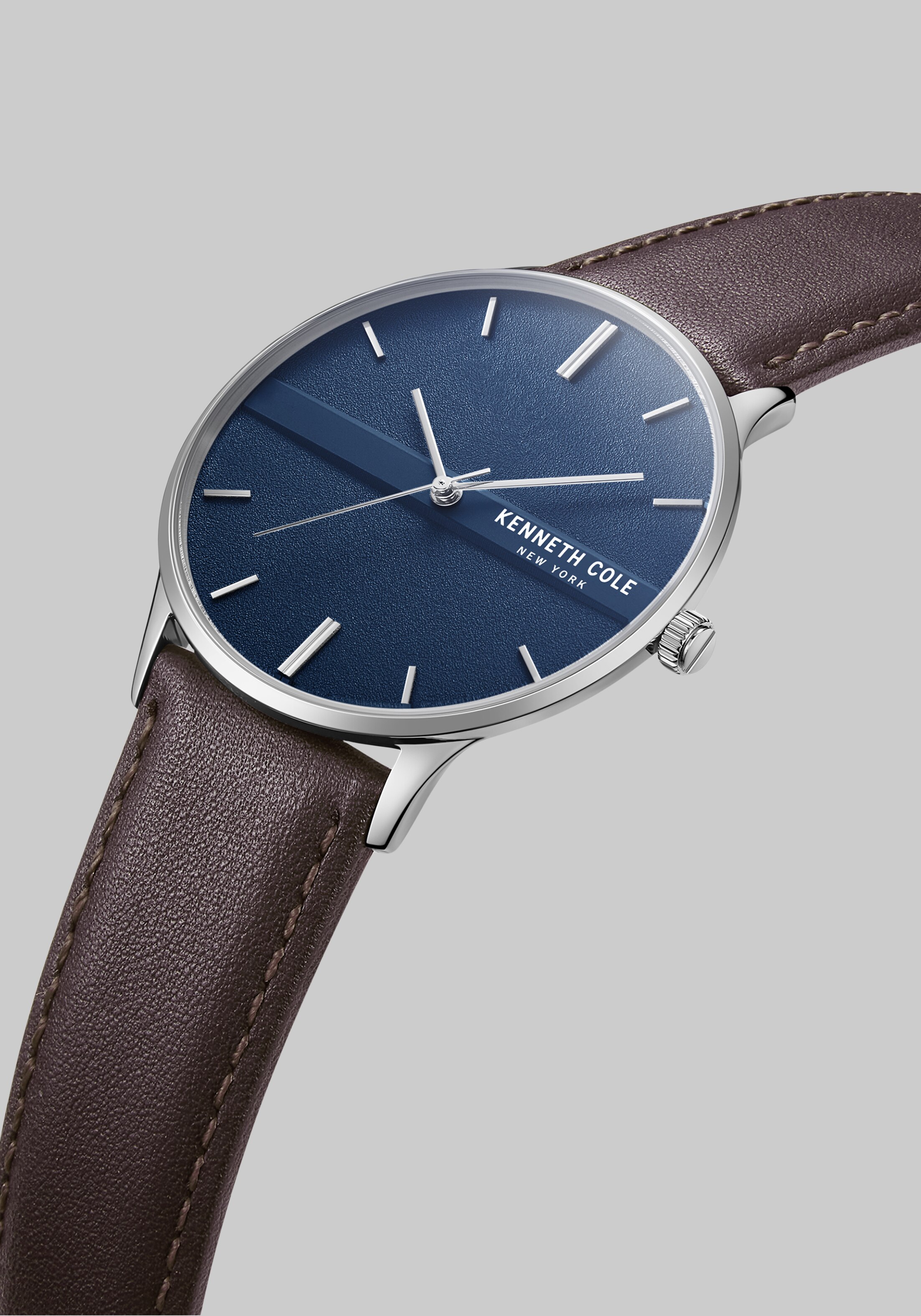 Kenneth Cole New York Stainless Steel With Leather Strap Watch