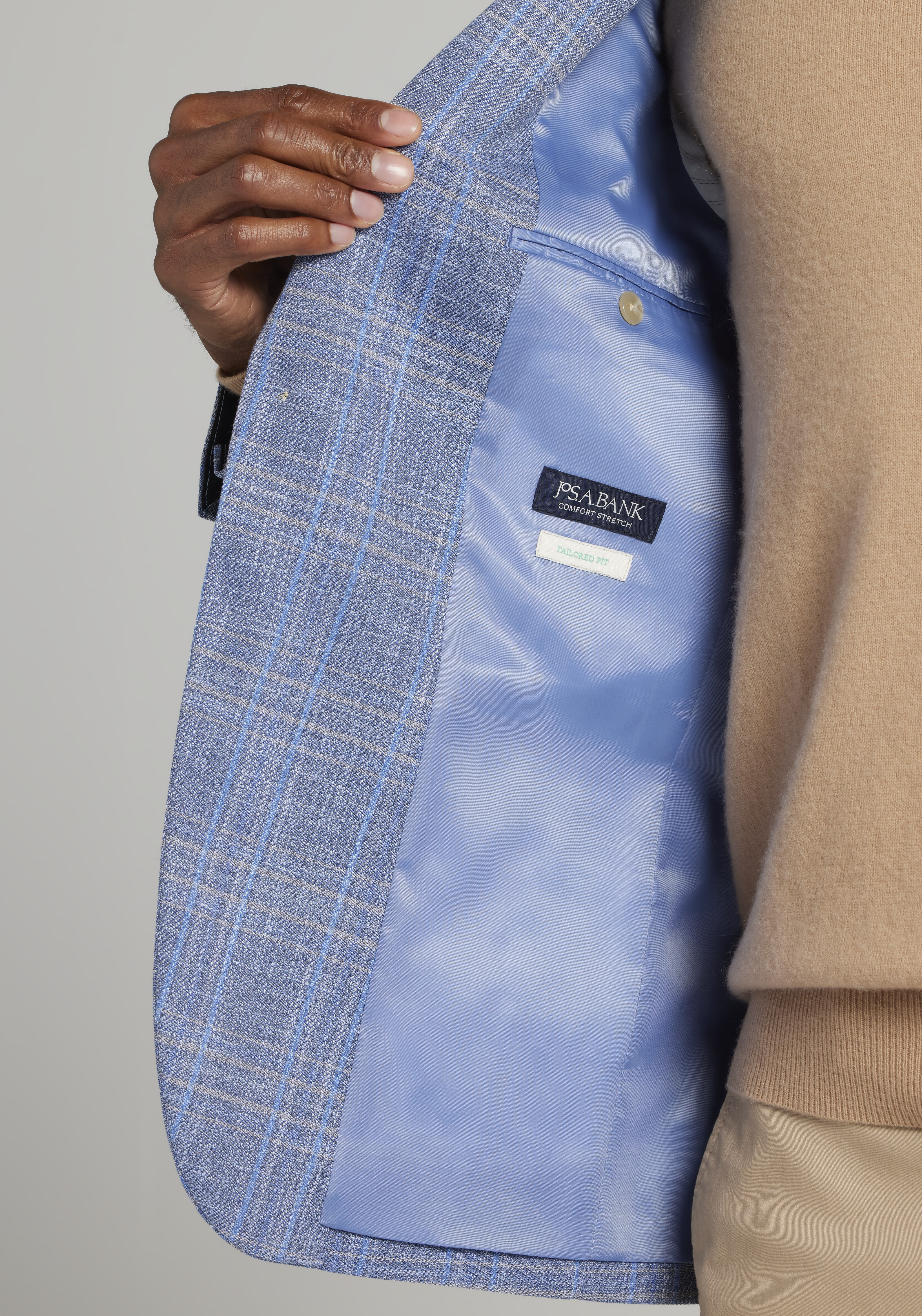 Jos. A. Bank Tailored Fit Plaid Comfort Fit Stretch Sportcoat