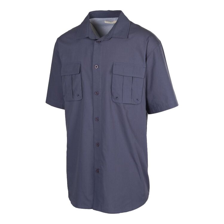 Trip In A Van Men's Woven Yarn Short Sleeve Shirt Washed Navy