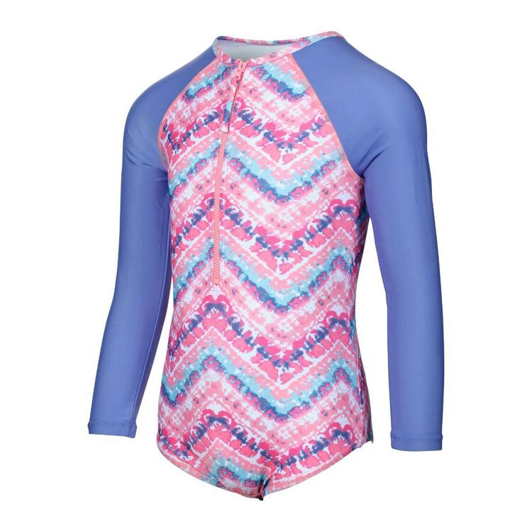 Body Glove Kids Long Sleeve Zig Zag Printed Swimsuit Blue