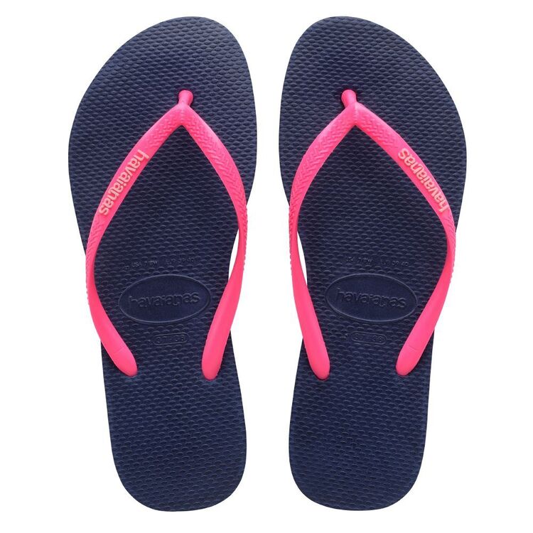 Havaianas Women's Slim Logo Pop Thong Marine Blue